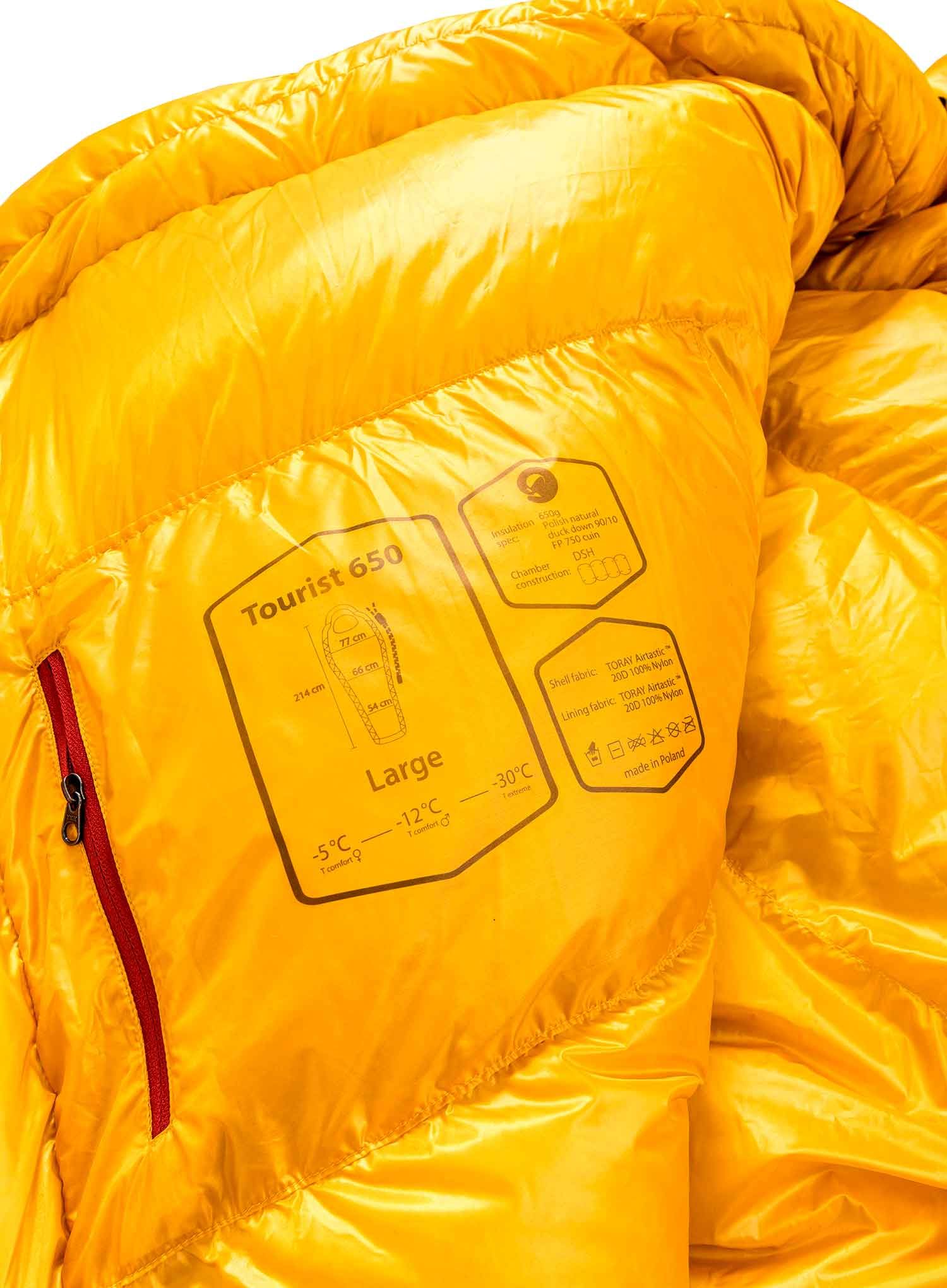 Spalna vreča Małachowski Tourist 650 L LZ (188 cm) - yellow