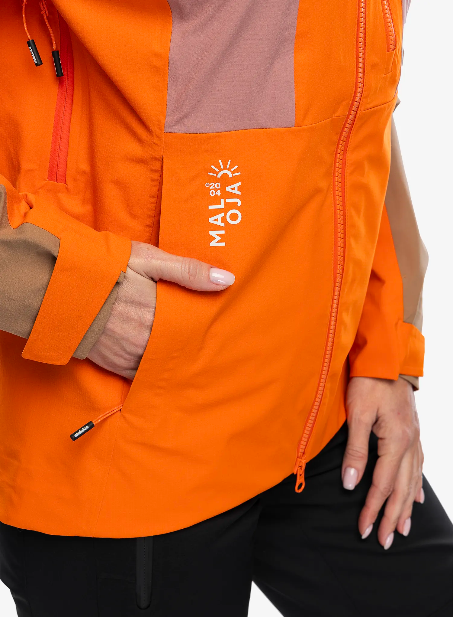 Ženska nepremočljiva jakna Maloja Mutmalspitze - orange sun multi