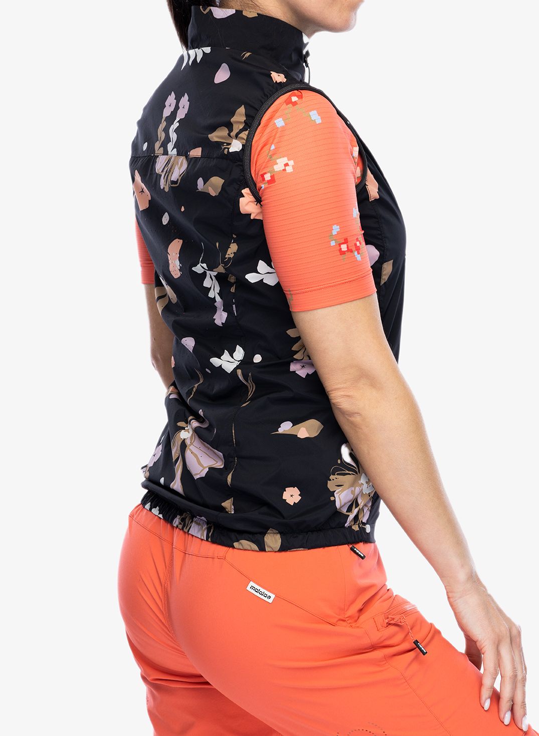 Ženski kolesarski brezrokavnik Maloja Seis Printed Vest - deep black flora