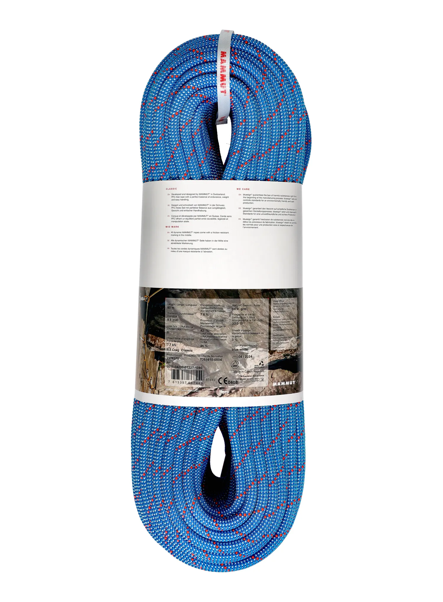 Dinamična vrv Mammut 9.5 Crag Classic Rope 80 m - blue/white