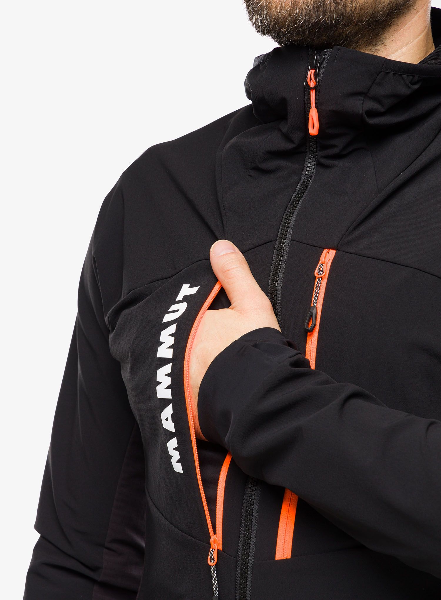 Softshell jakna Mammut Aenergy SO Hybrid Hooded Jacket - black/vibrant orange