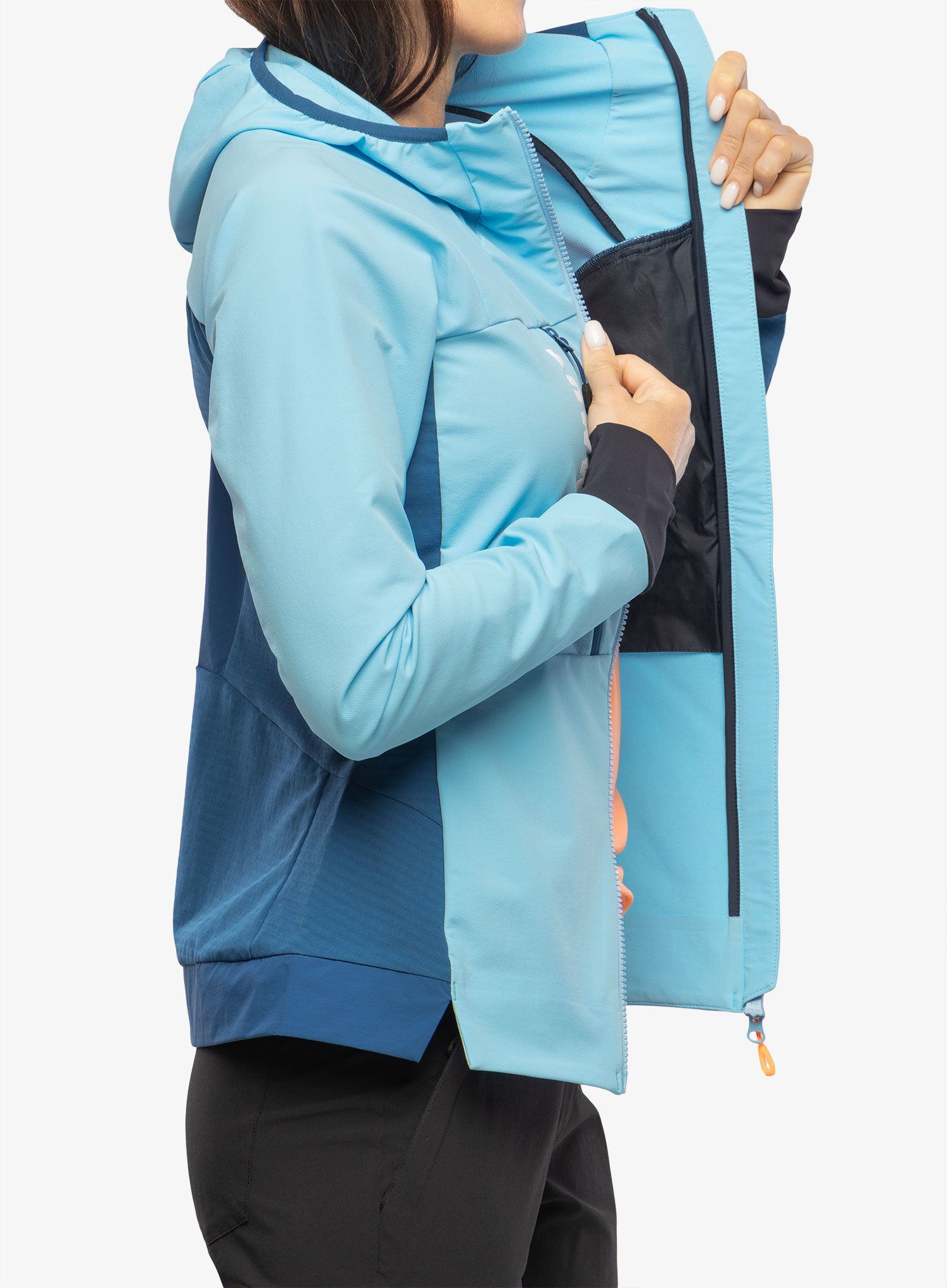 Ženska softshell jakna Mammut Aenergy SO Hybrid Hooded Jacket - cool blue/deep ice