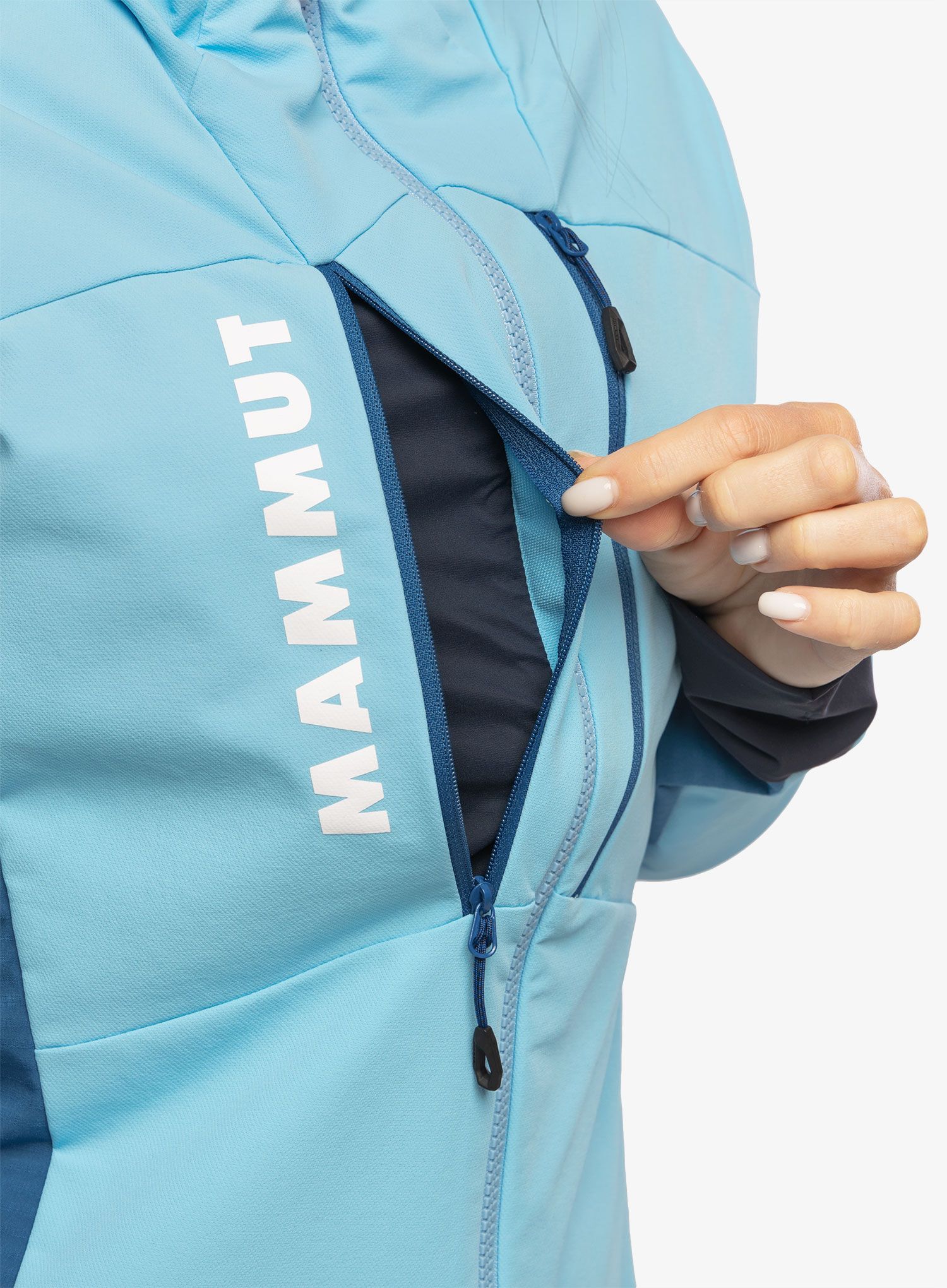 Ženska softshell jakna Mammut Aenergy SO Hybrid Hooded Jacket - cool blue/deep ice