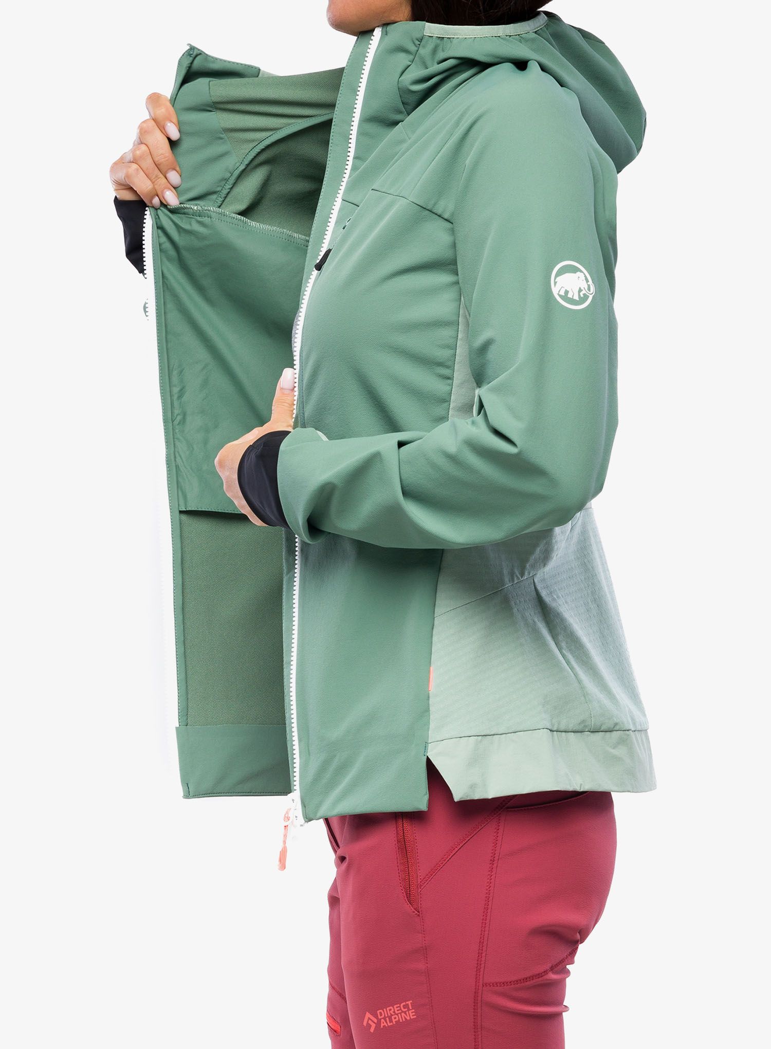 Ženski softshell Mammut Aenergy SO Hybrid Hooded Jacket - dark jade/jade