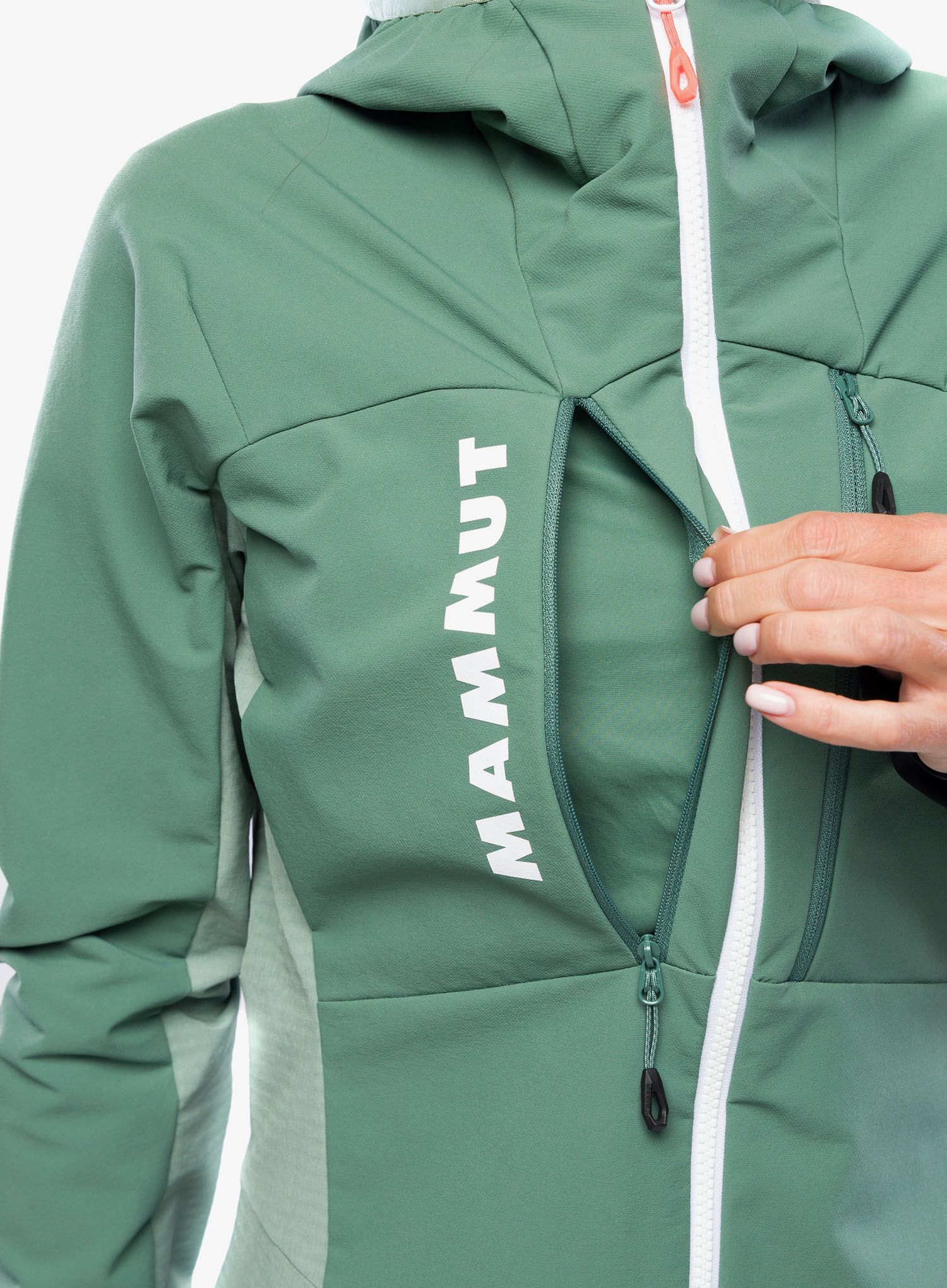 Ženski softshell Mammut Aenergy SO Hybrid Hooded Jacket - dark jade/jade