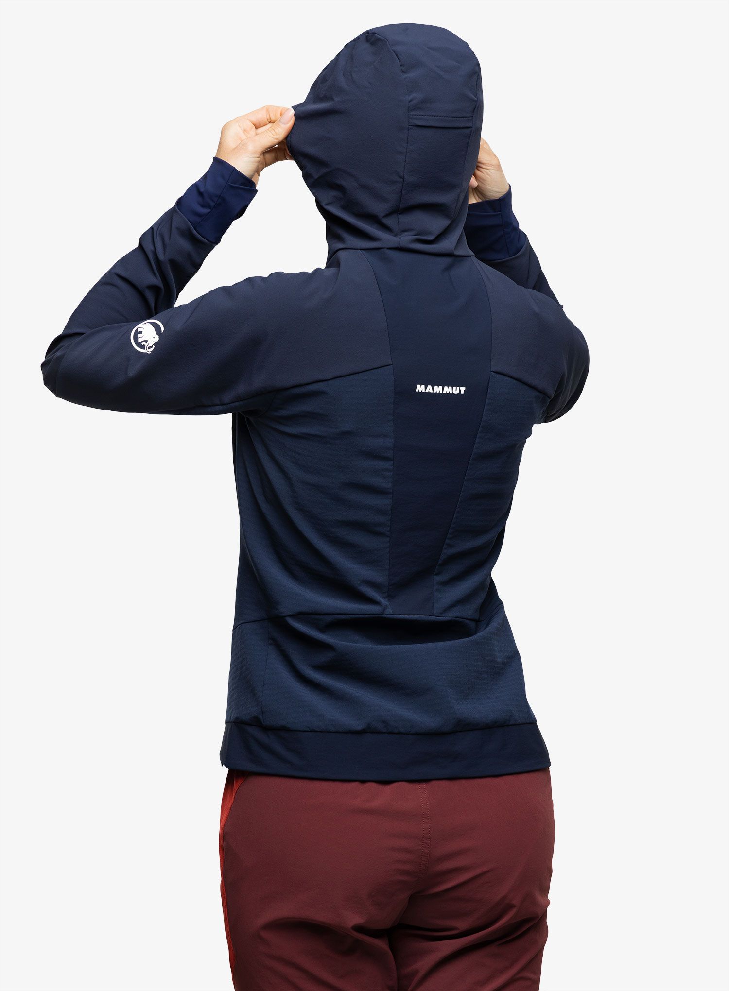 Ženski softshell Mammut Aenergy SO Hybrid Hooded Jacket - marine/vibrant orange