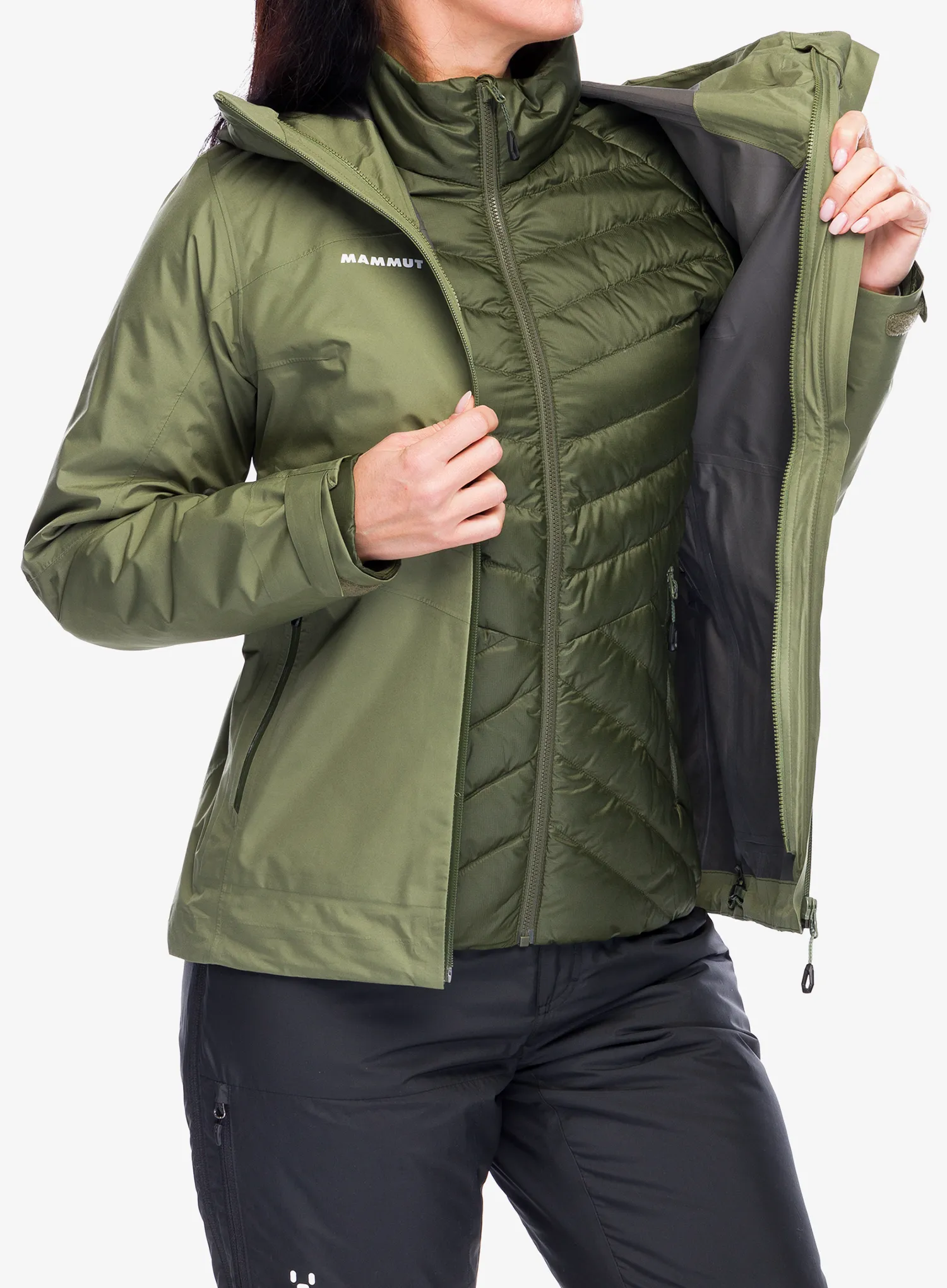 Ženska jakna Mammut Convey 3in1 HS Hooded Jacket - marsh/dark marsh