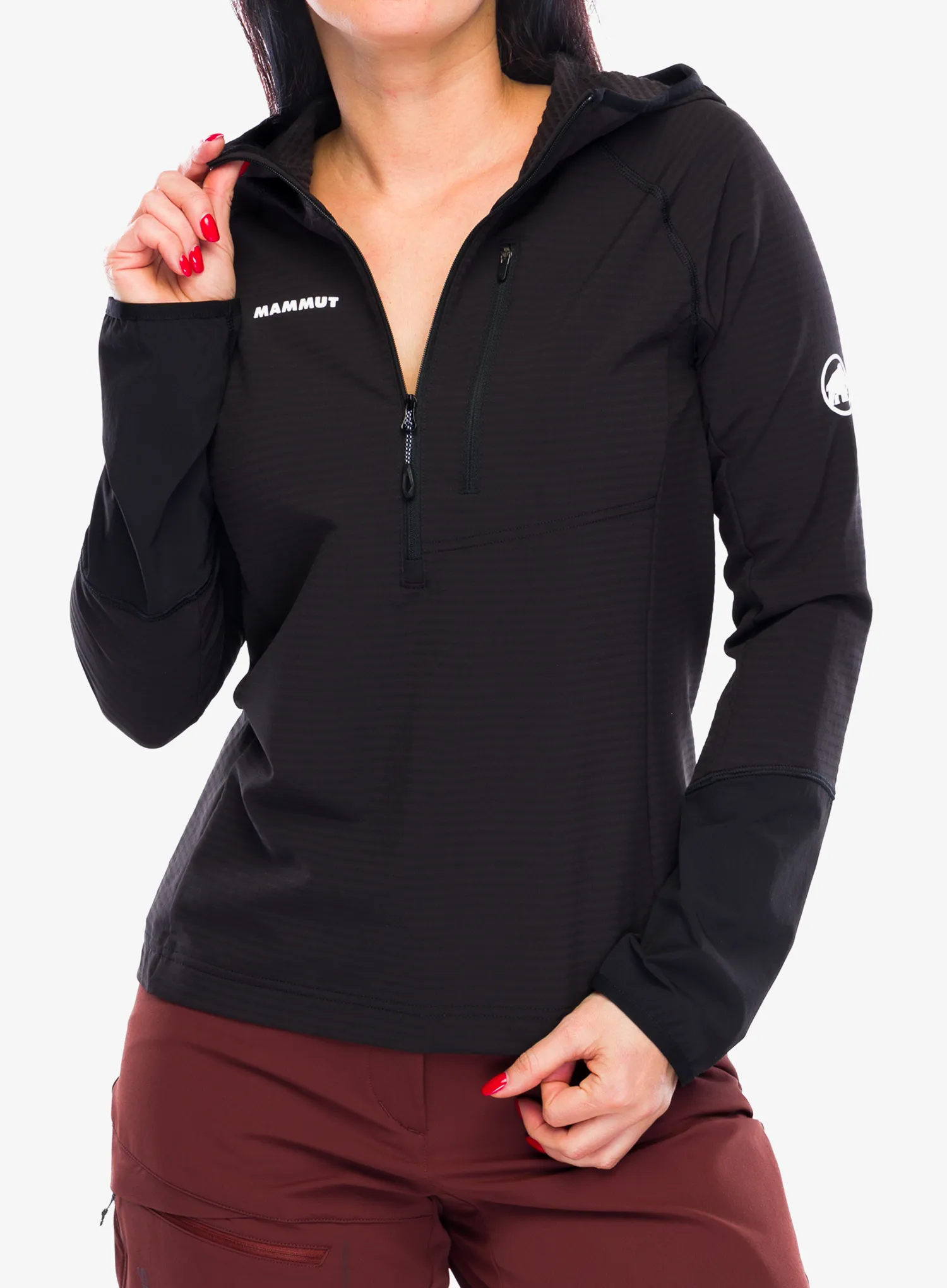 Ženska jopa s kapuco Mammut Madris Light ML Half Zip Hoody - black
