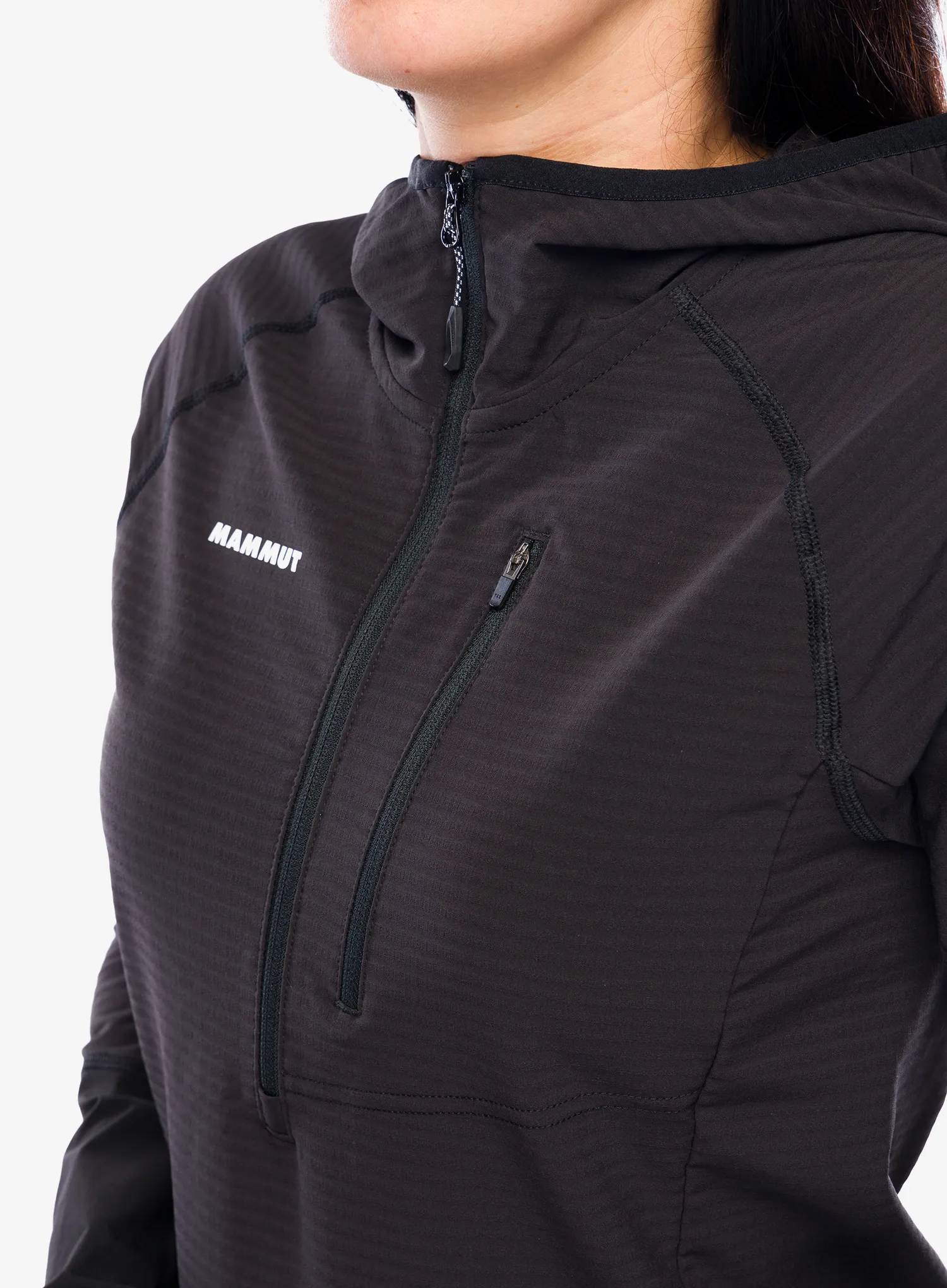 Ženska jopa s kapuco Mammut Madris Light ML Half Zip Hoody - black