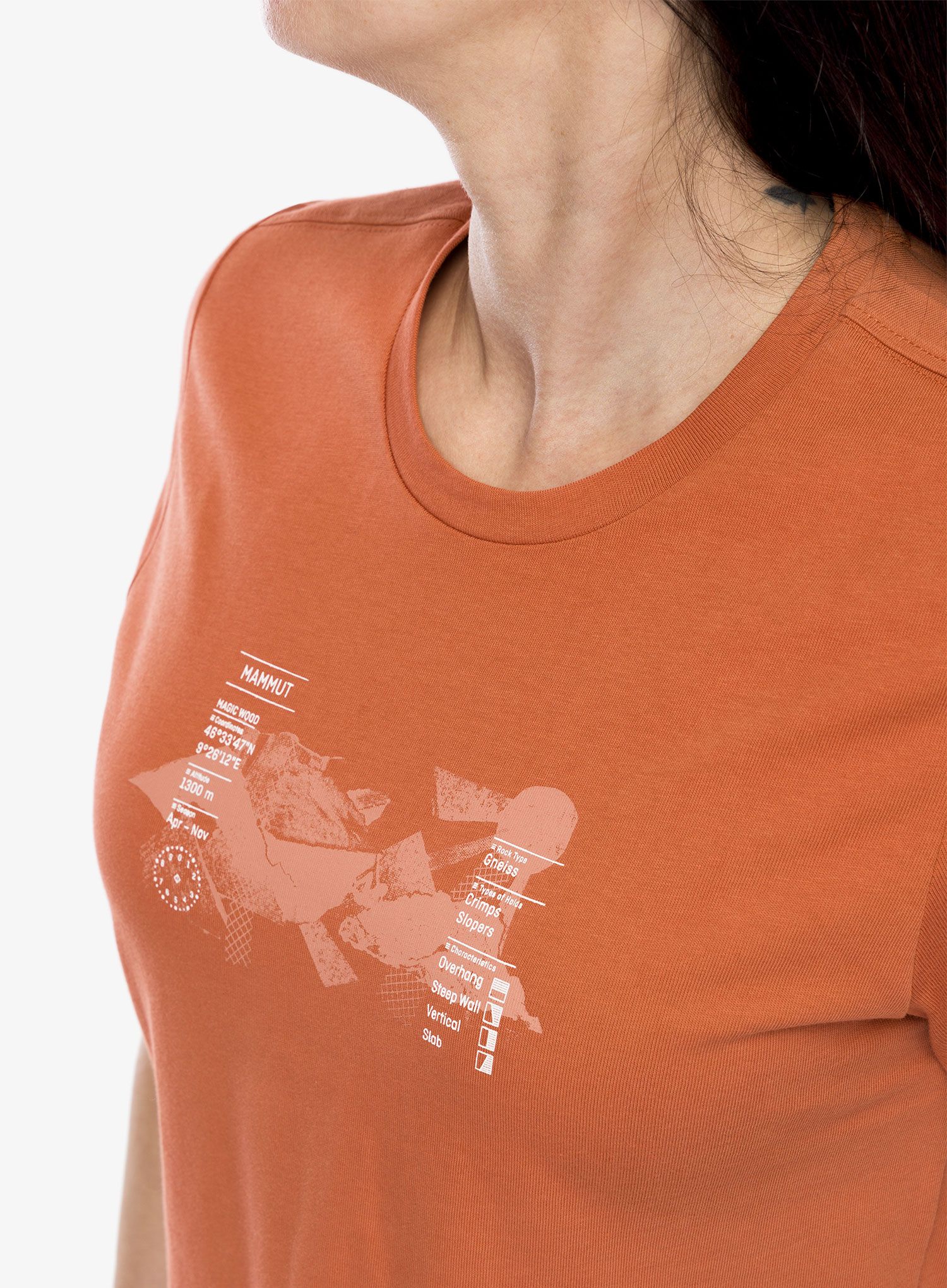 Ženska majica Mammut Massone T-Shirt Cropped Rocks - brick
