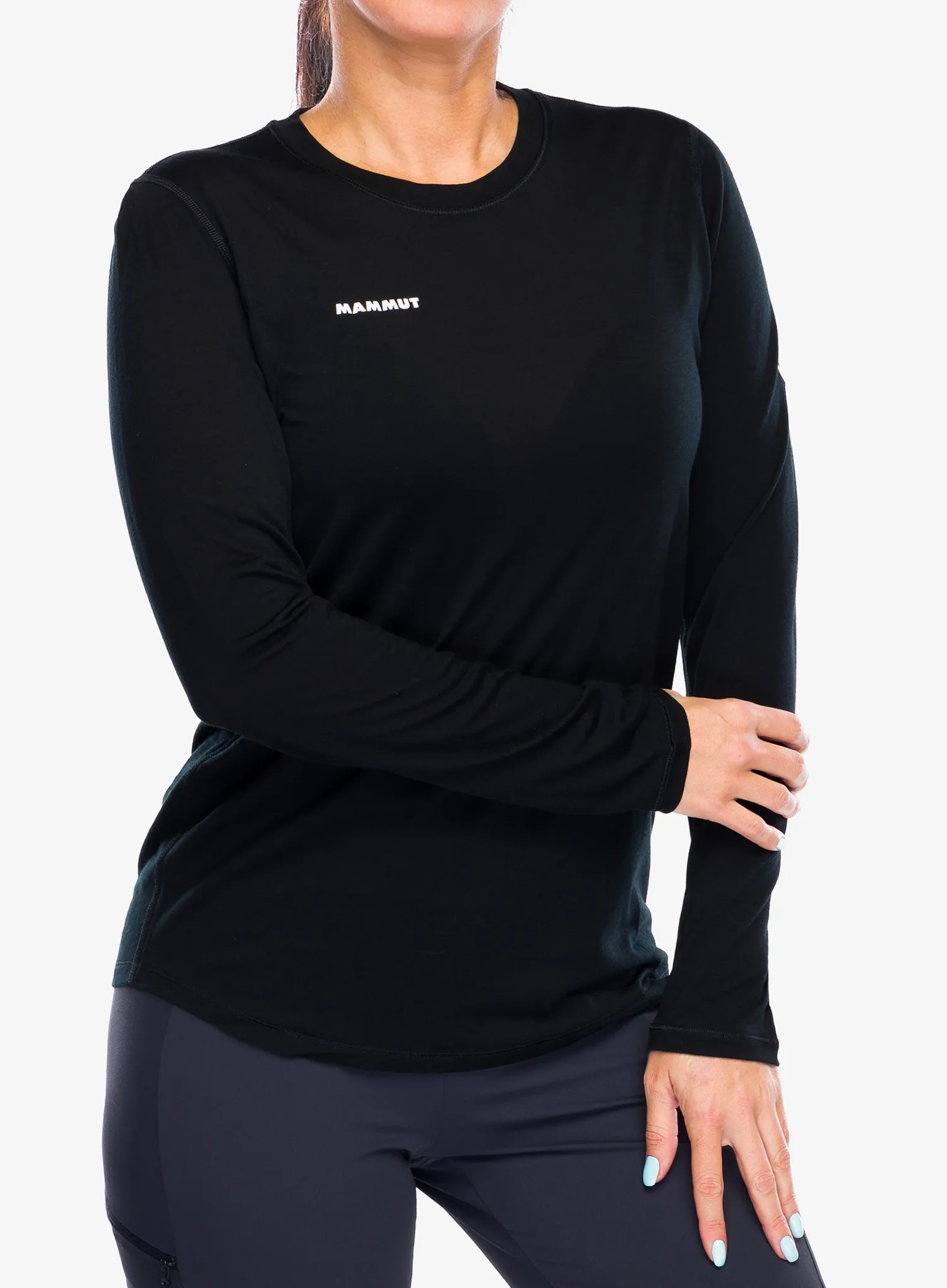 Ženska jopica Mammut Tree Wool FL Longsleeve - black/black