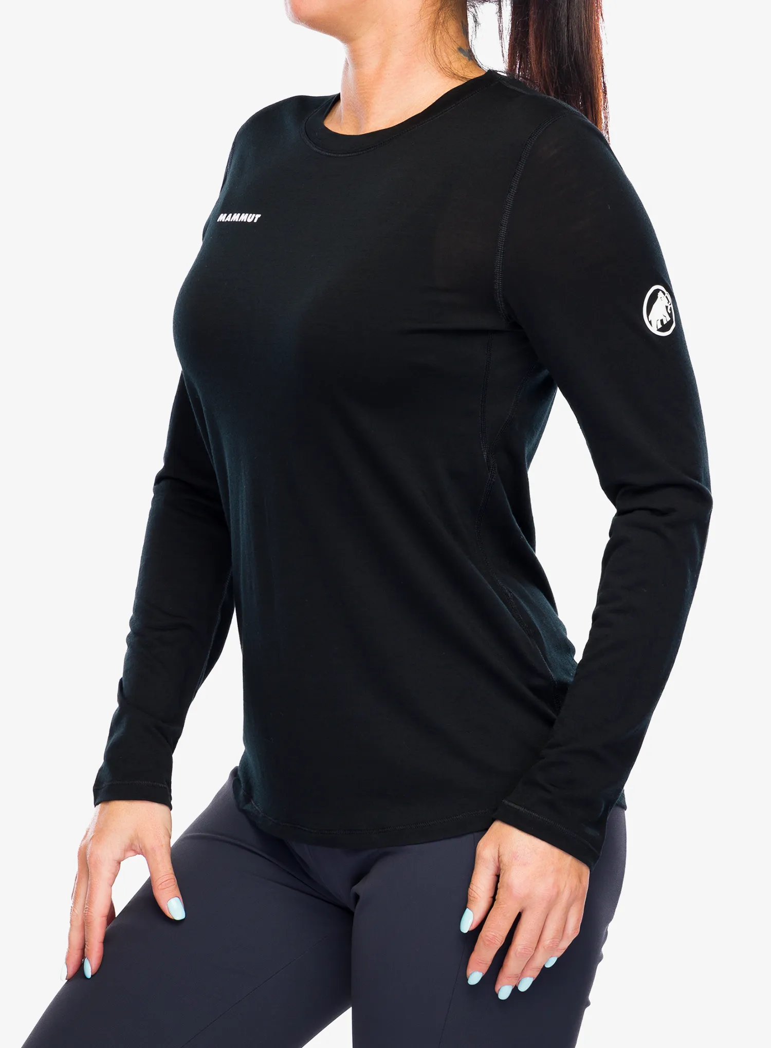Ženska jopica Mammut Tree Wool FL Longsleeve - black/black