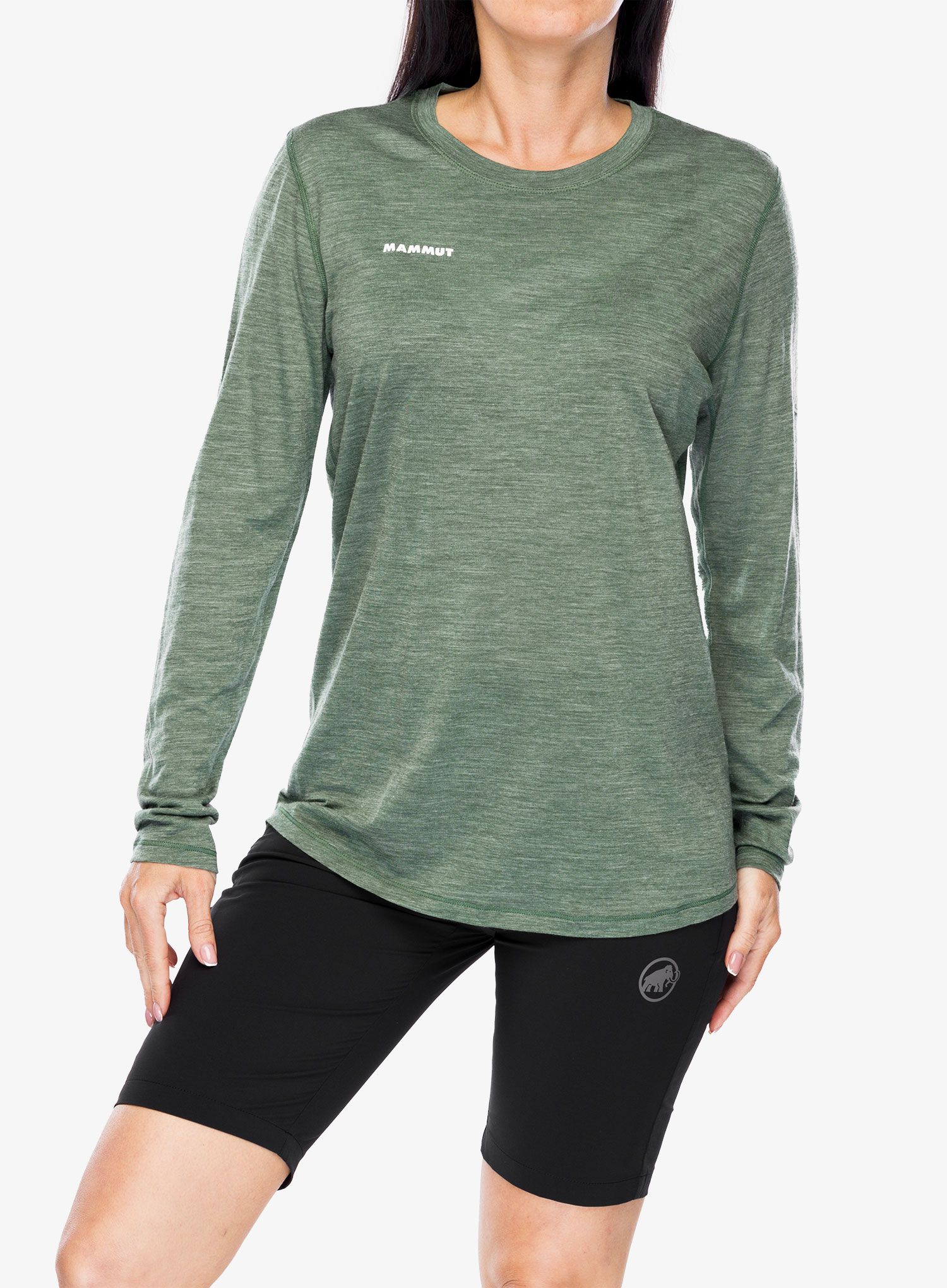Ženska jopica Mammut Tree Wool FL Longsleeve - drk jade melange