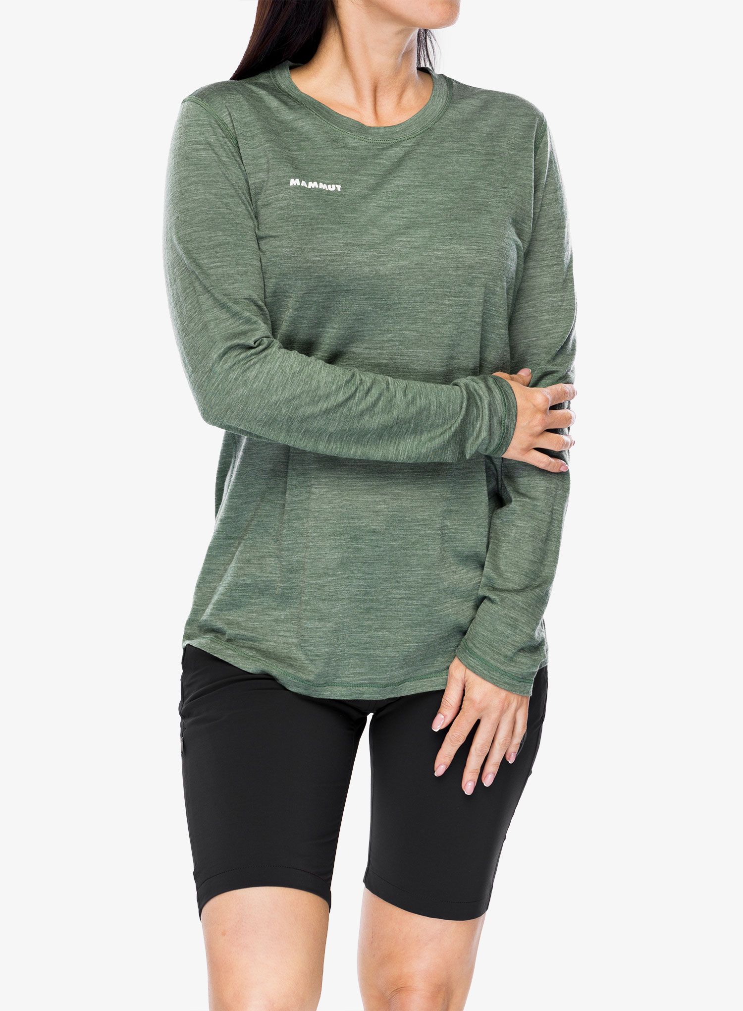 Ženska jopica Mammut Tree Wool FL Longsleeve - drk jade melange