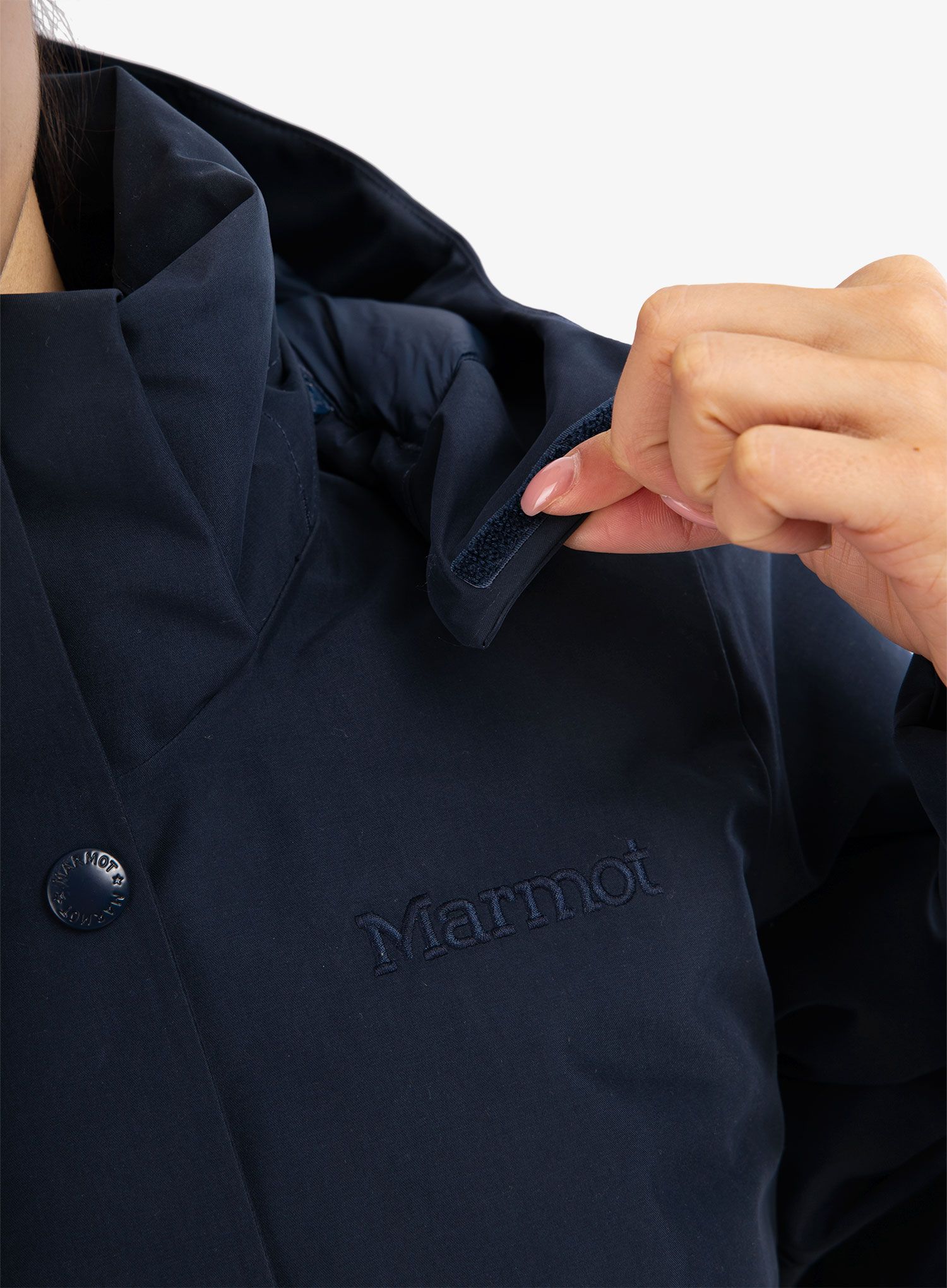 Puhast plašč Marmot Chelsea Coat - arctic navy