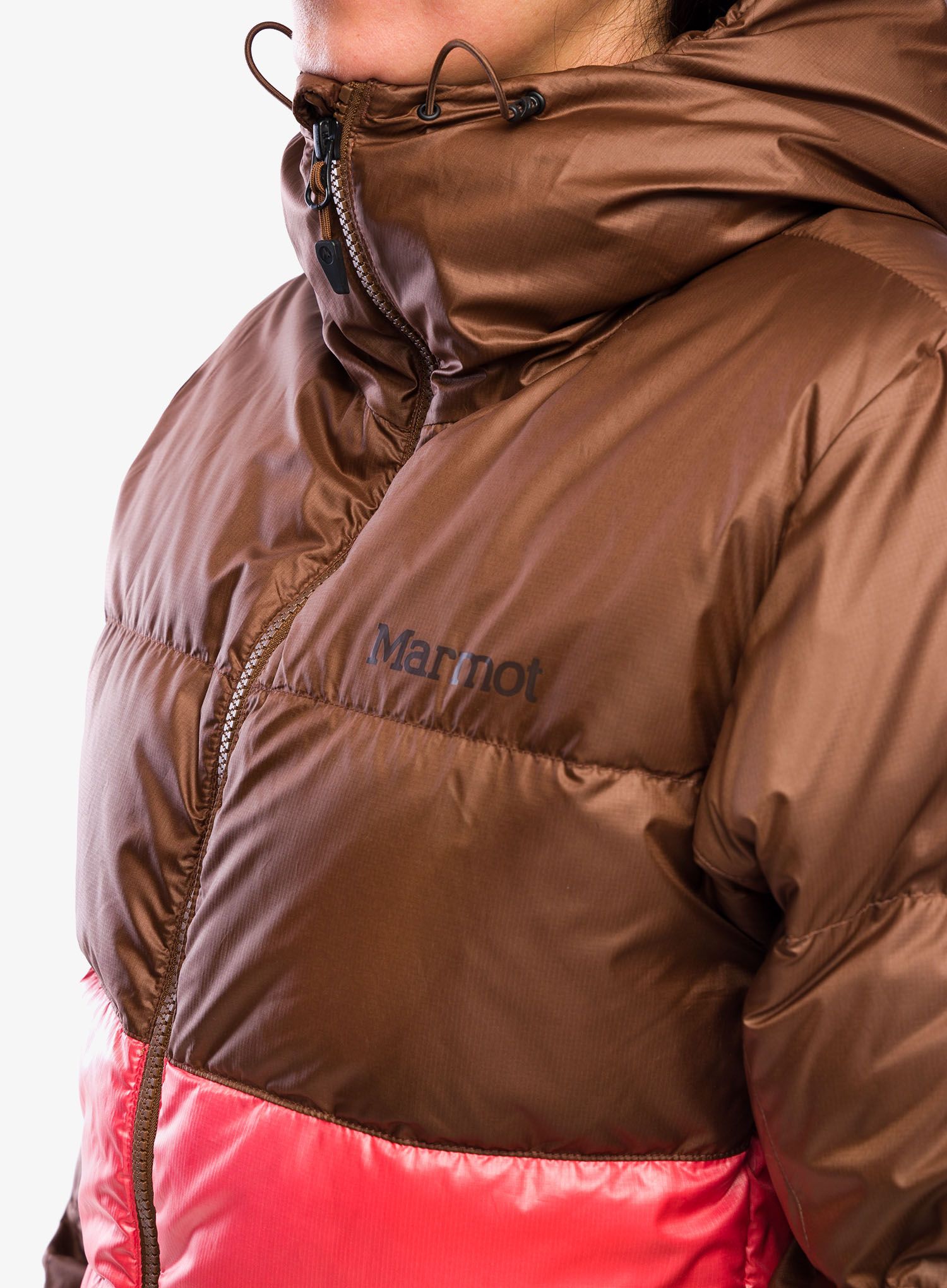 Ženska sintetična jakna Marmot Guides Down Hoody - pinecone/grapefruit