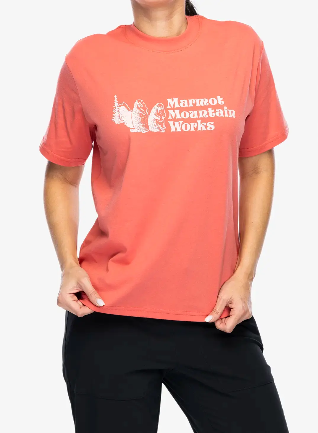 Ženska majica s potiskom Marmot MMW Tee SS - grapefruit
