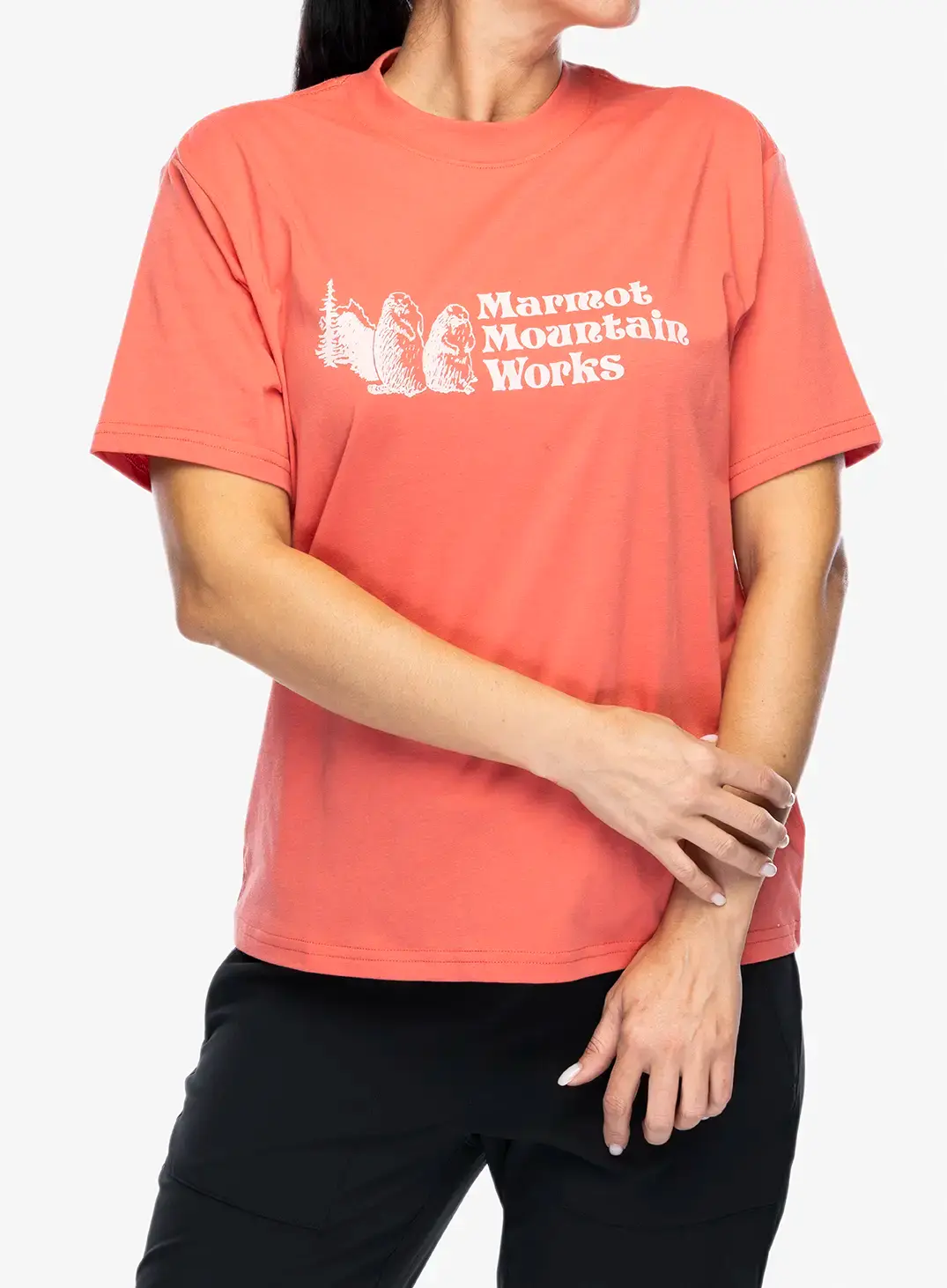 Ženska majica s potiskom Marmot MMW Tee SS - grapefruit