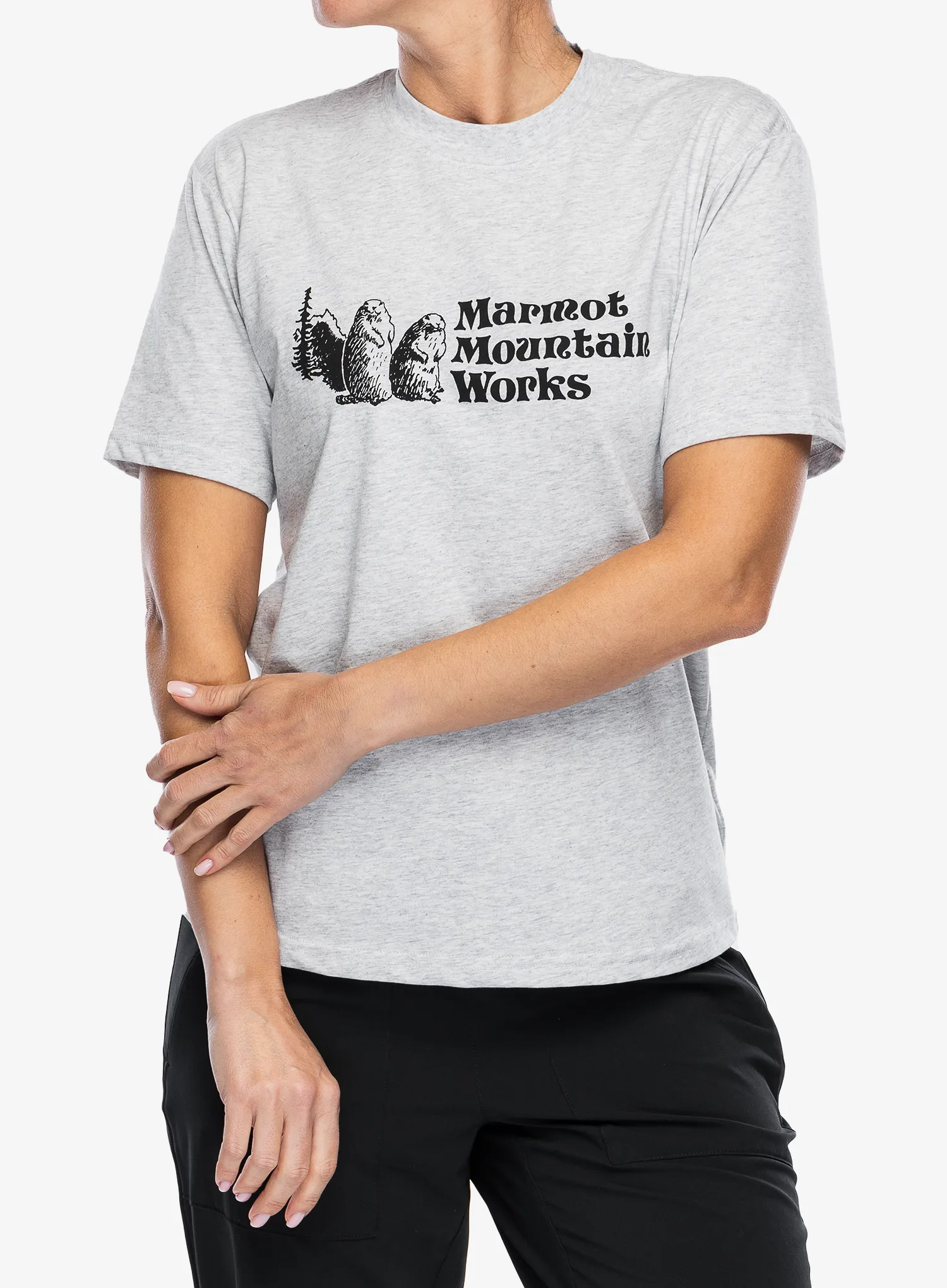 Ženska bombažna majica Marmot MMW Tee SS - light grey heather