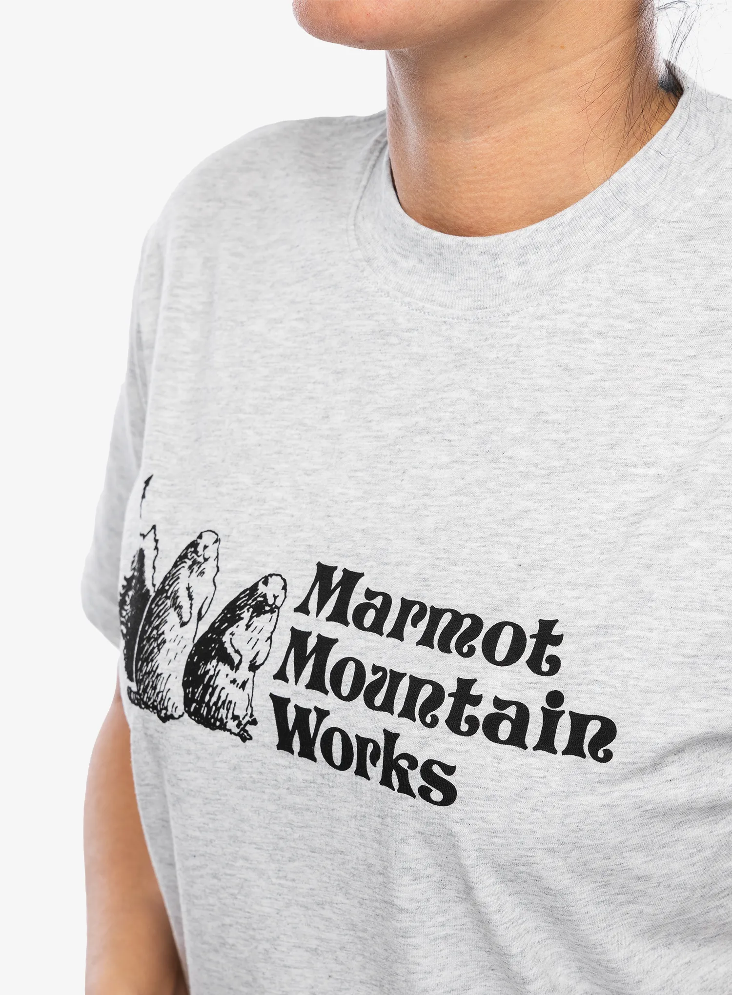 Ženska bombažna majica Marmot MMW Tee SS - light grey heather