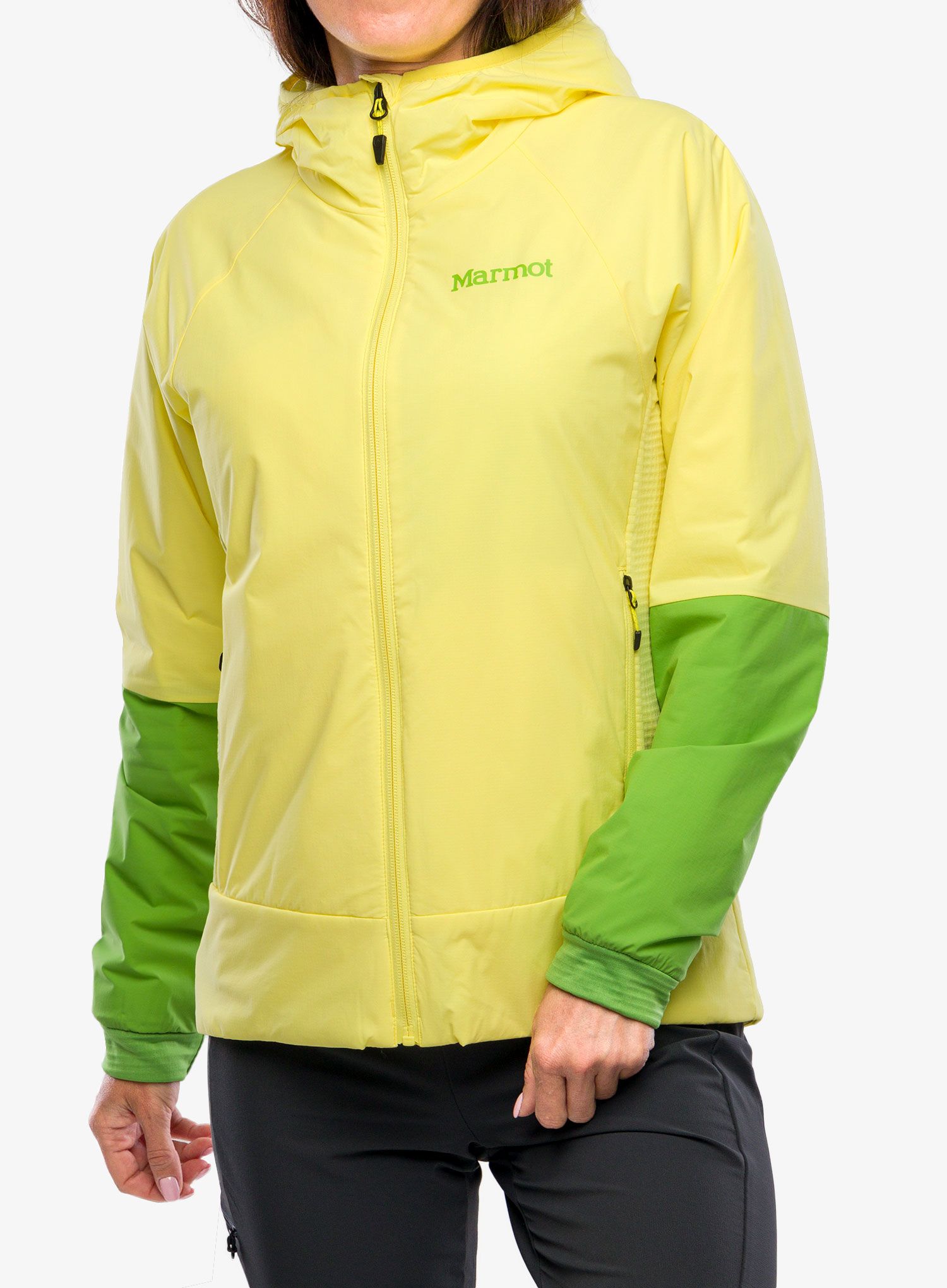 Ženska hibridna jakna Marmot Novus LT Hybrid Hoody - light yellow/kiwi