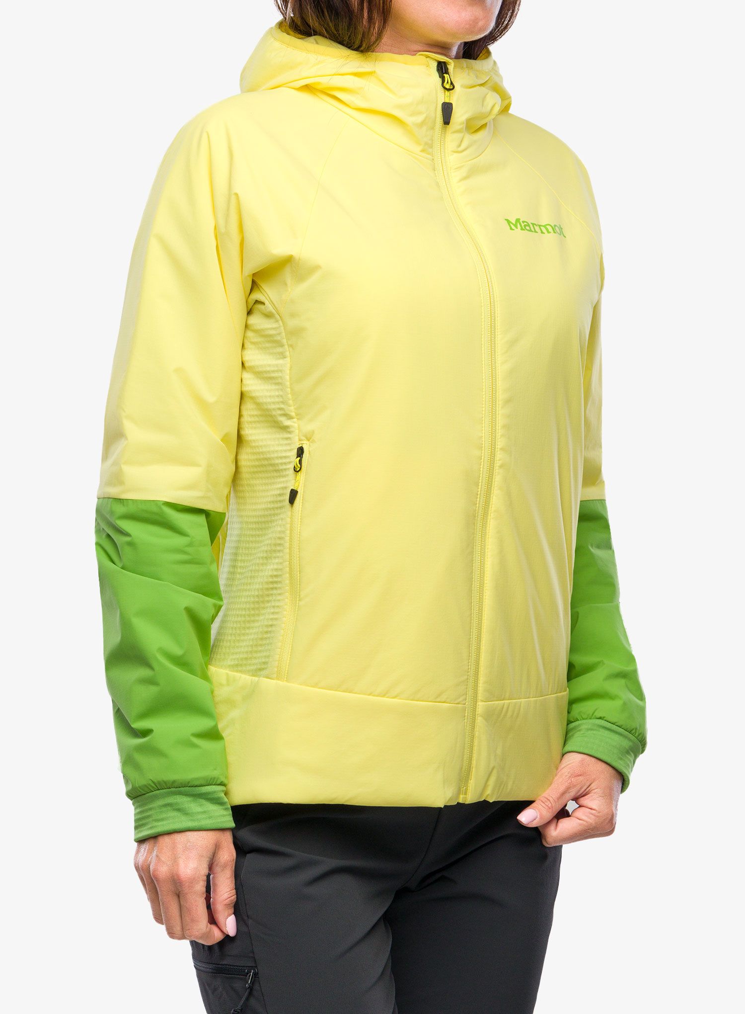Ženska hibridna jakna Marmot Novus LT Hybrid Hoody - light yellow/kiwi