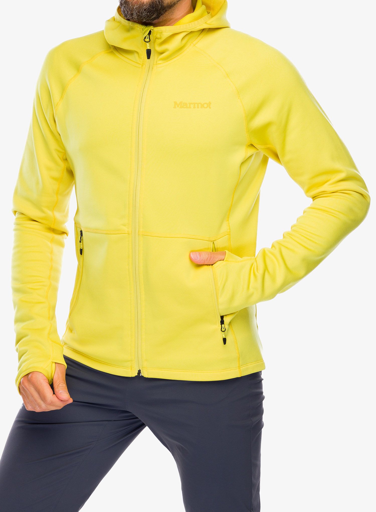 Jopica s kapuco Marmot Olden Polartec Hoody - limelight