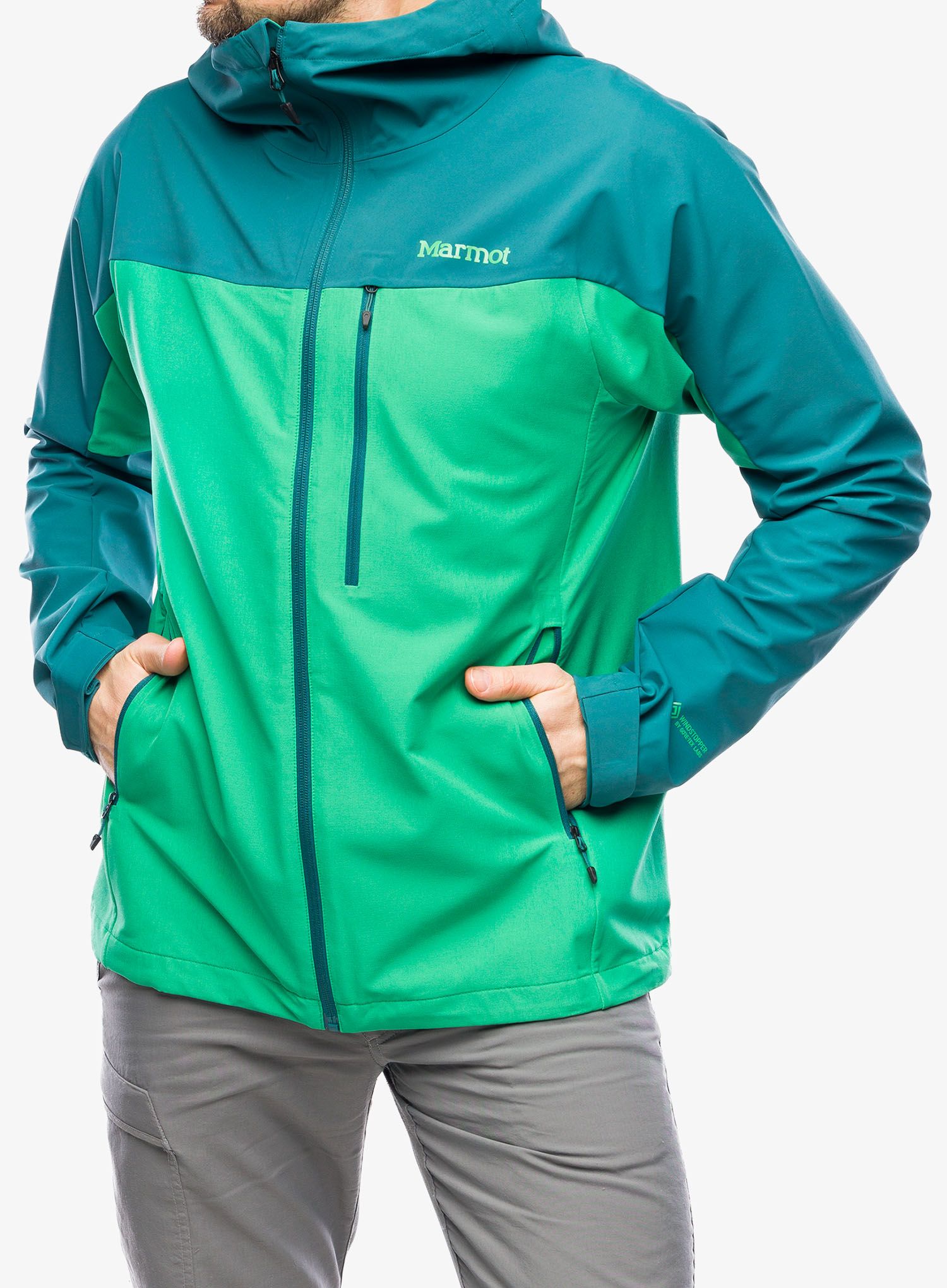 Softshell jakna Marmot ROM GORE-TEX Infinium Hoody - dark jungle/clover