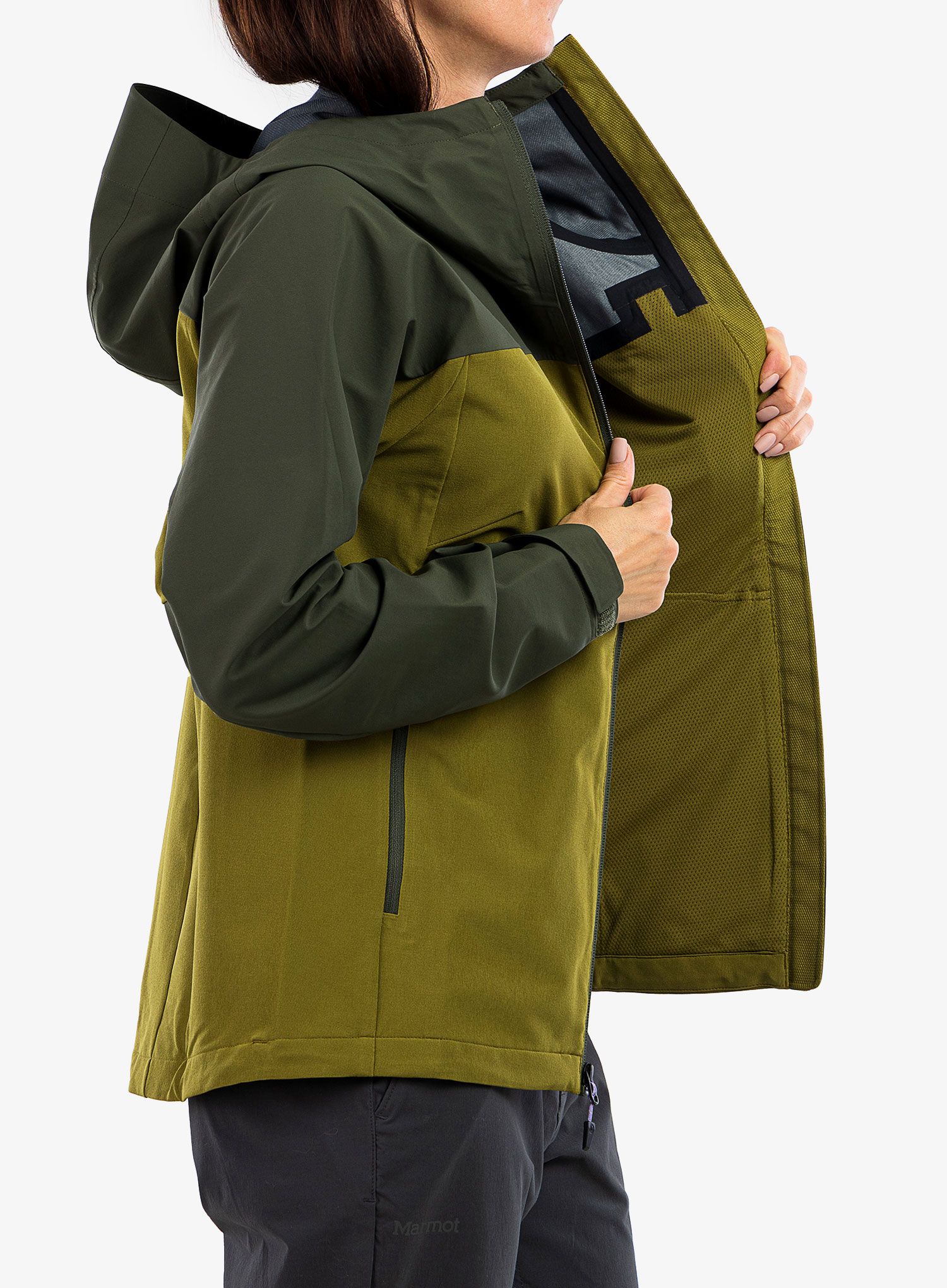 Ženska softshell jakna Marmot ROM Hoody - nori/military green