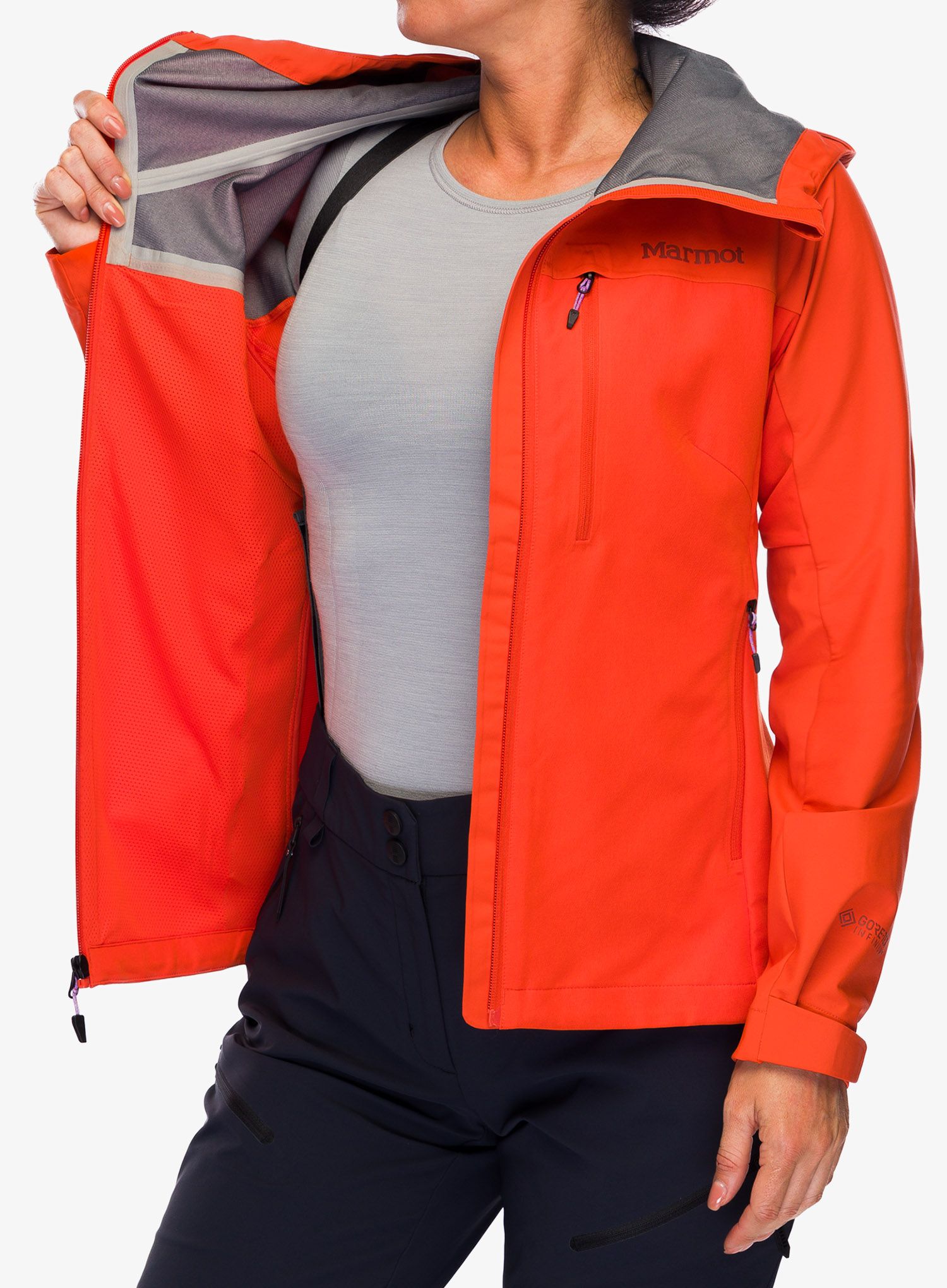 Ženska softshell jakna Marmot ROM Hoody - red sun
