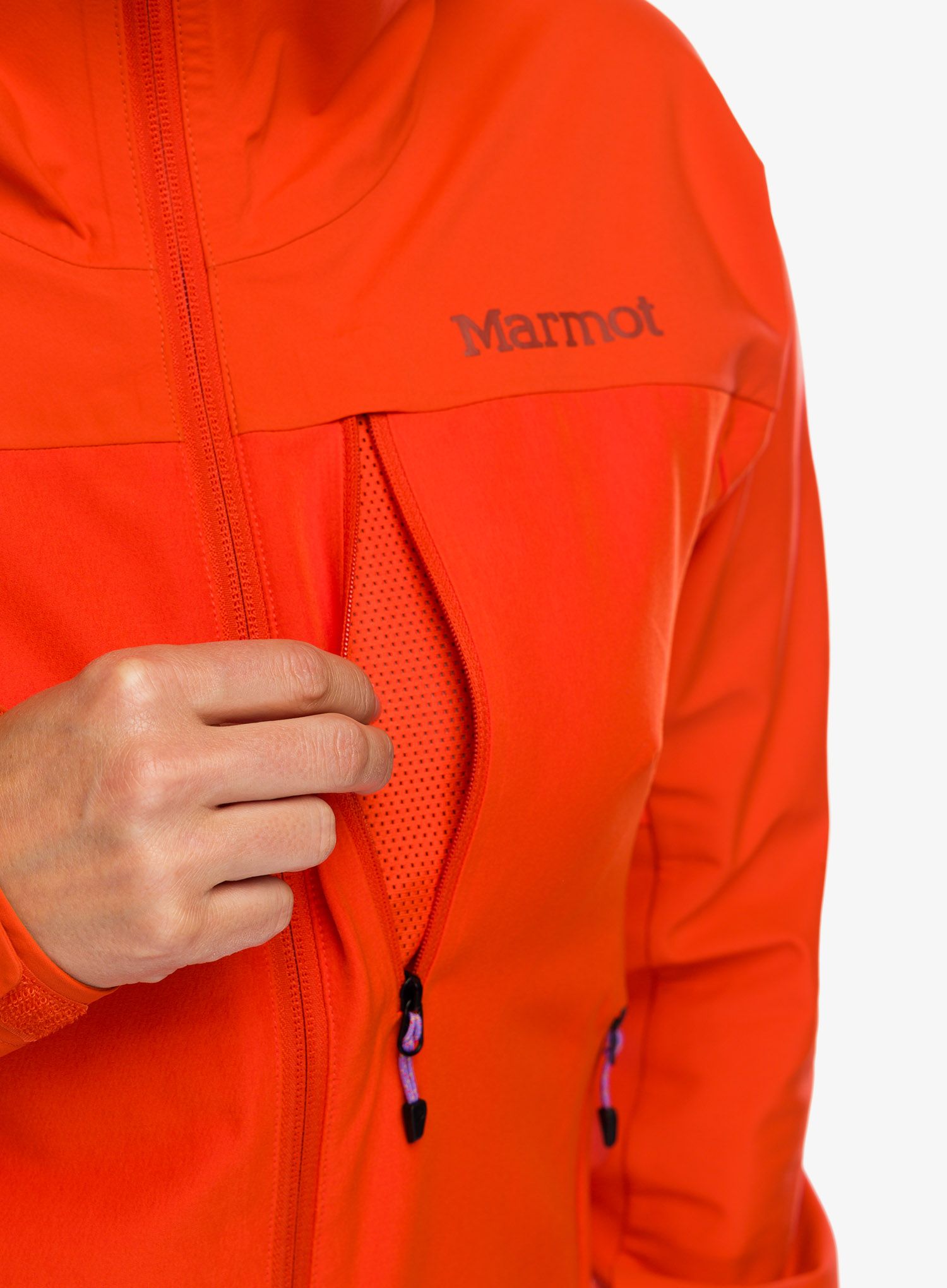 Ženska softshell jakna Marmot ROM Hoody - red sun