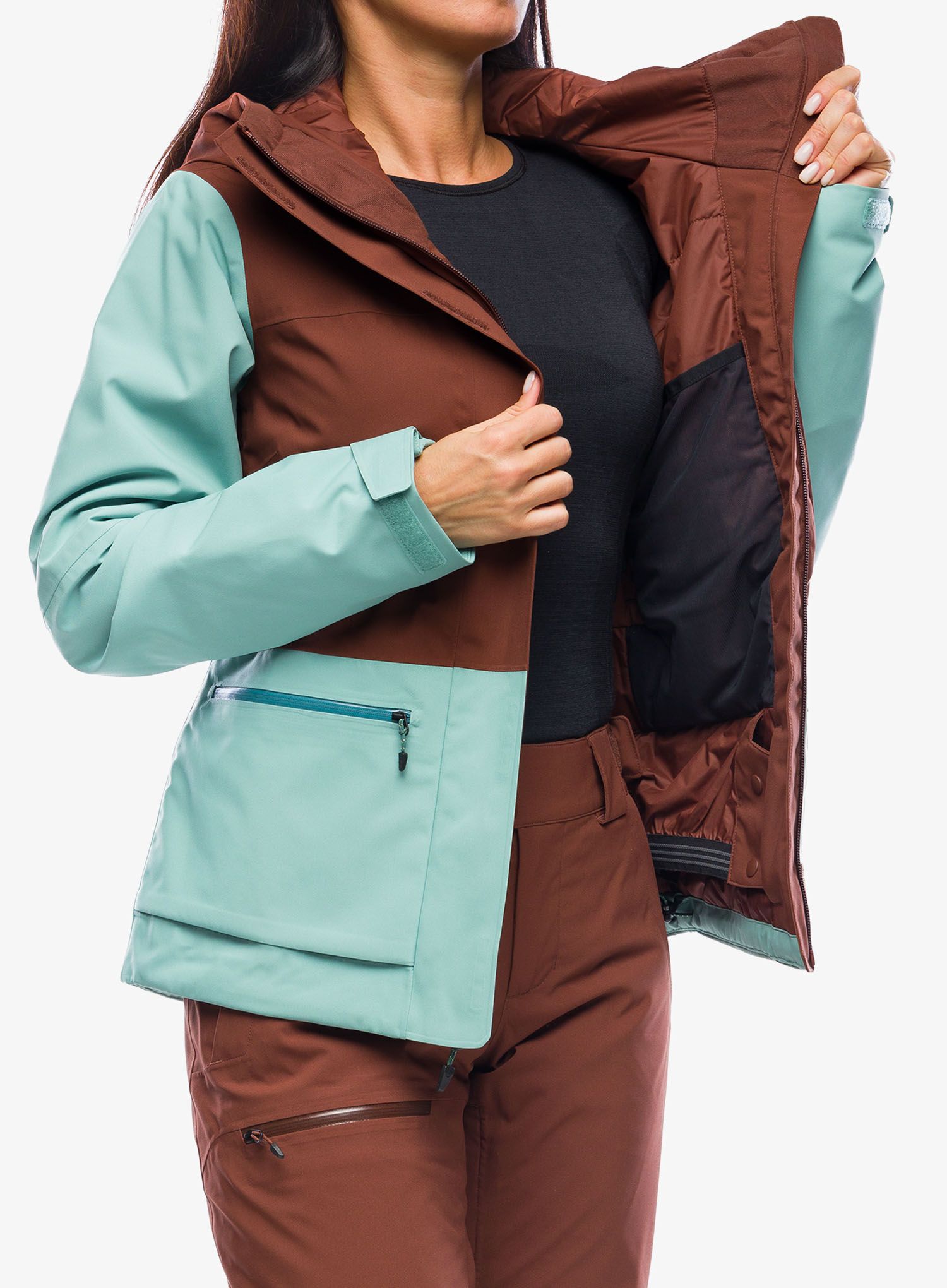 Ženska smučarska jakna Marmot Refuge Jacket - chocolate/blue agave