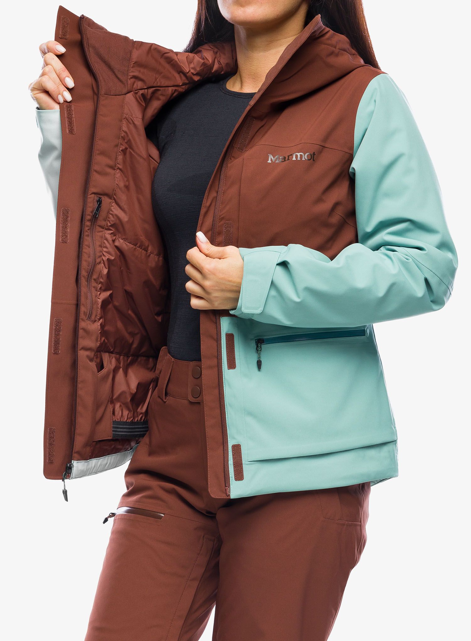 Ženska smučarska jakna Marmot Refuge Jacket - chocolate/blue agave