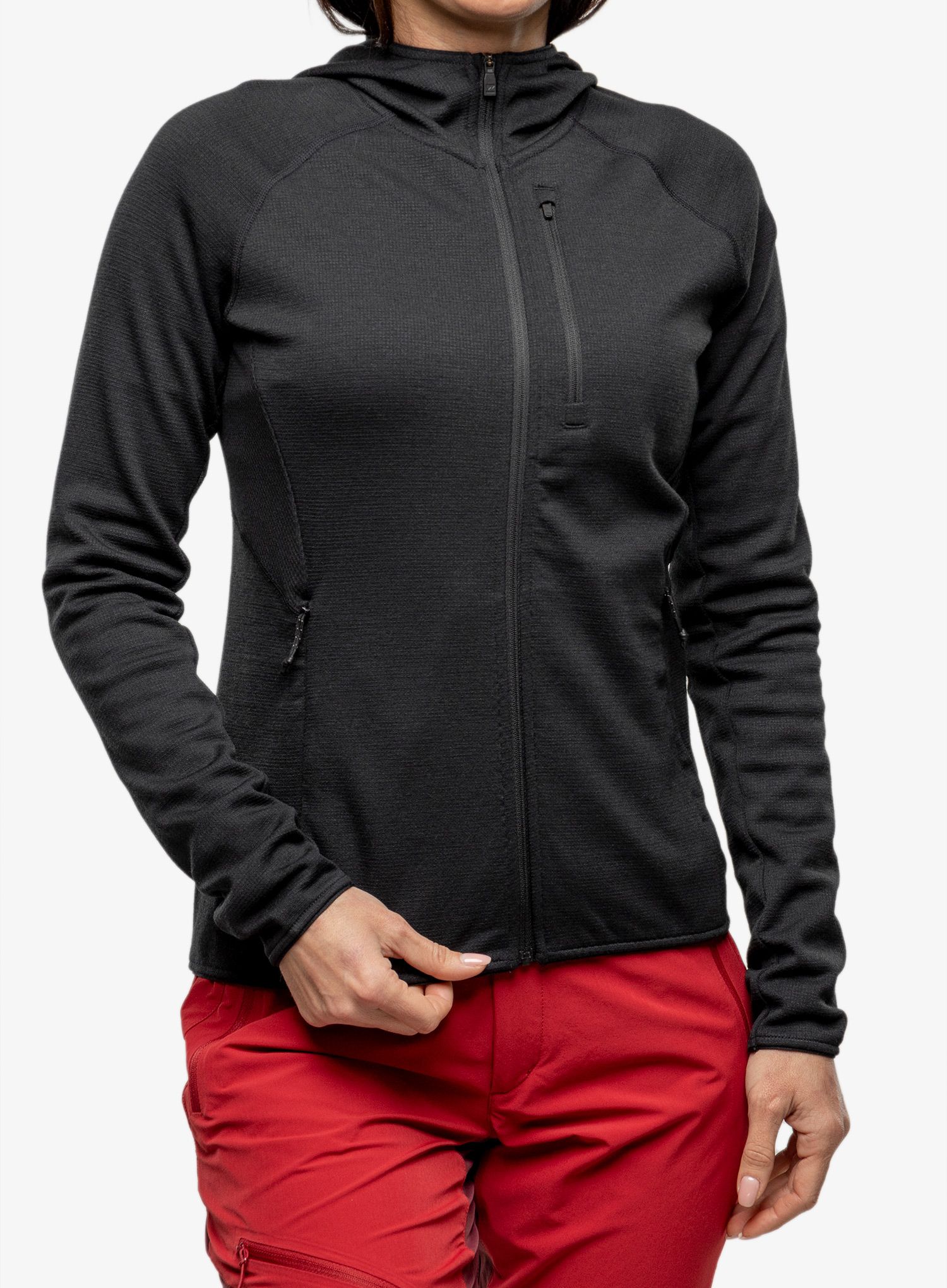 Ženska jopica Mons Royale Approach Merino Gridlock Hoody - black/pip