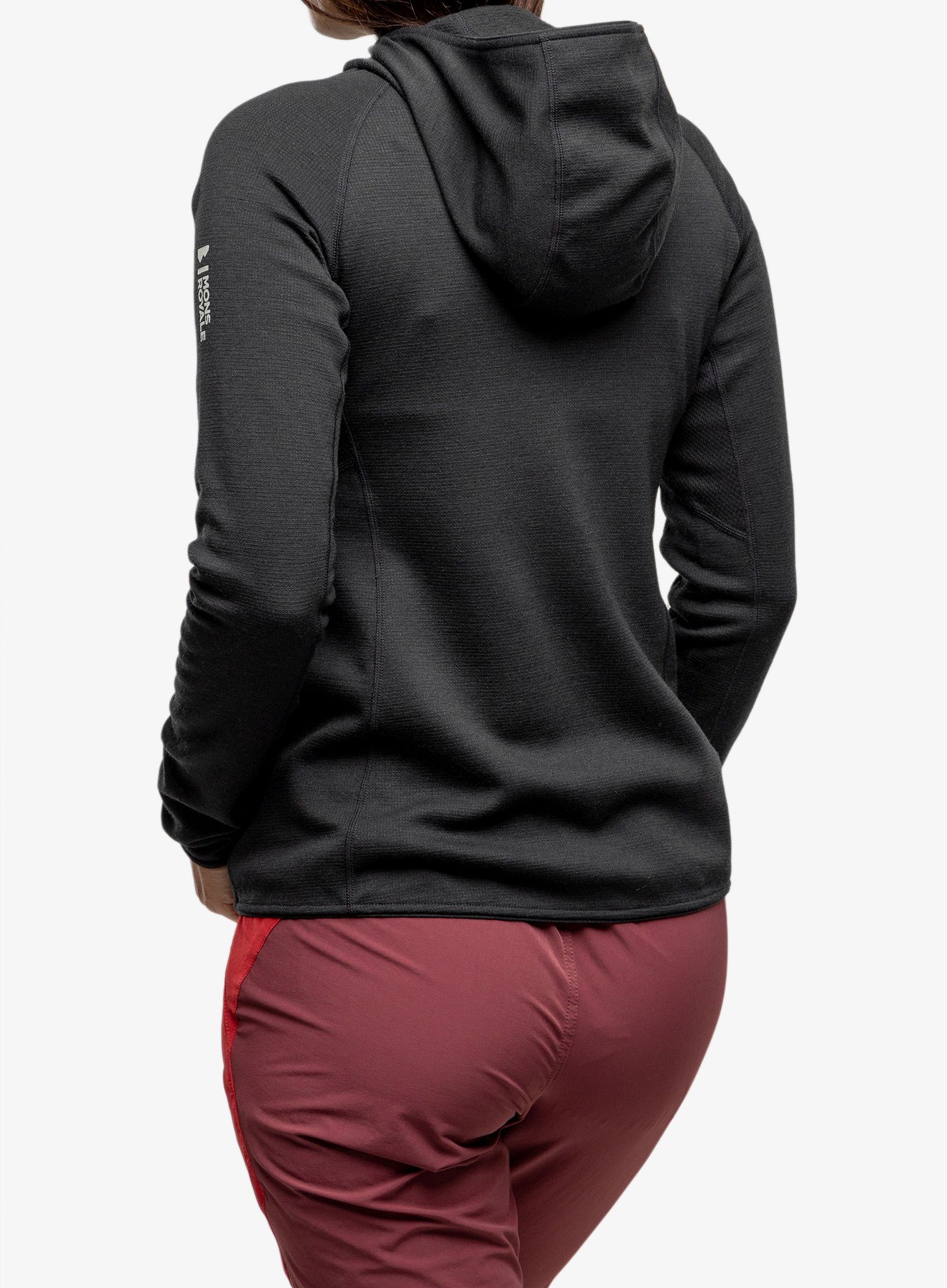 Ženska jopica Mons Royale Approach Merino Gridlock Hoody - black/pip