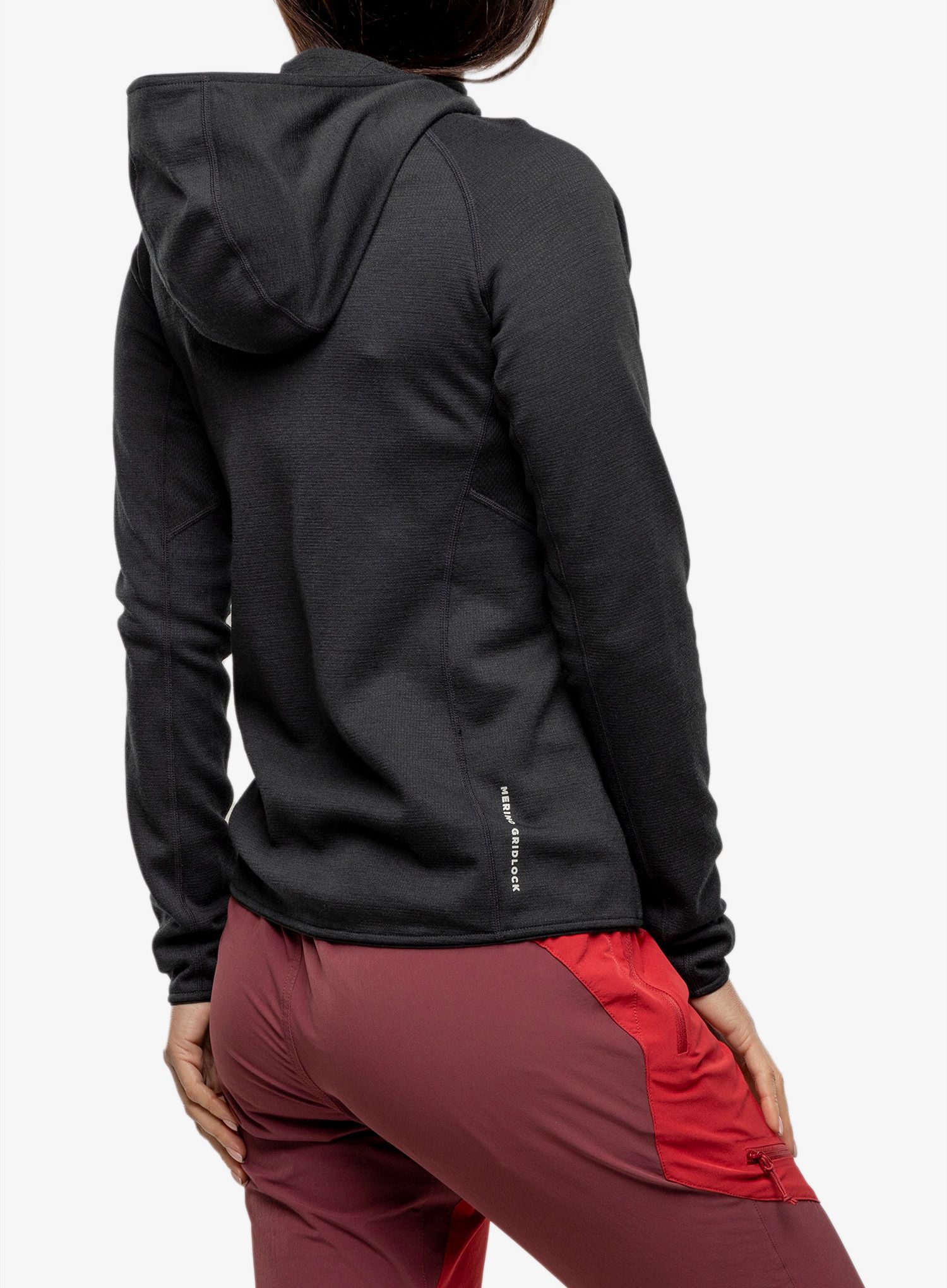 Ženska jopica Mons Royale Approach Merino Gridlock Hoody - black/pip