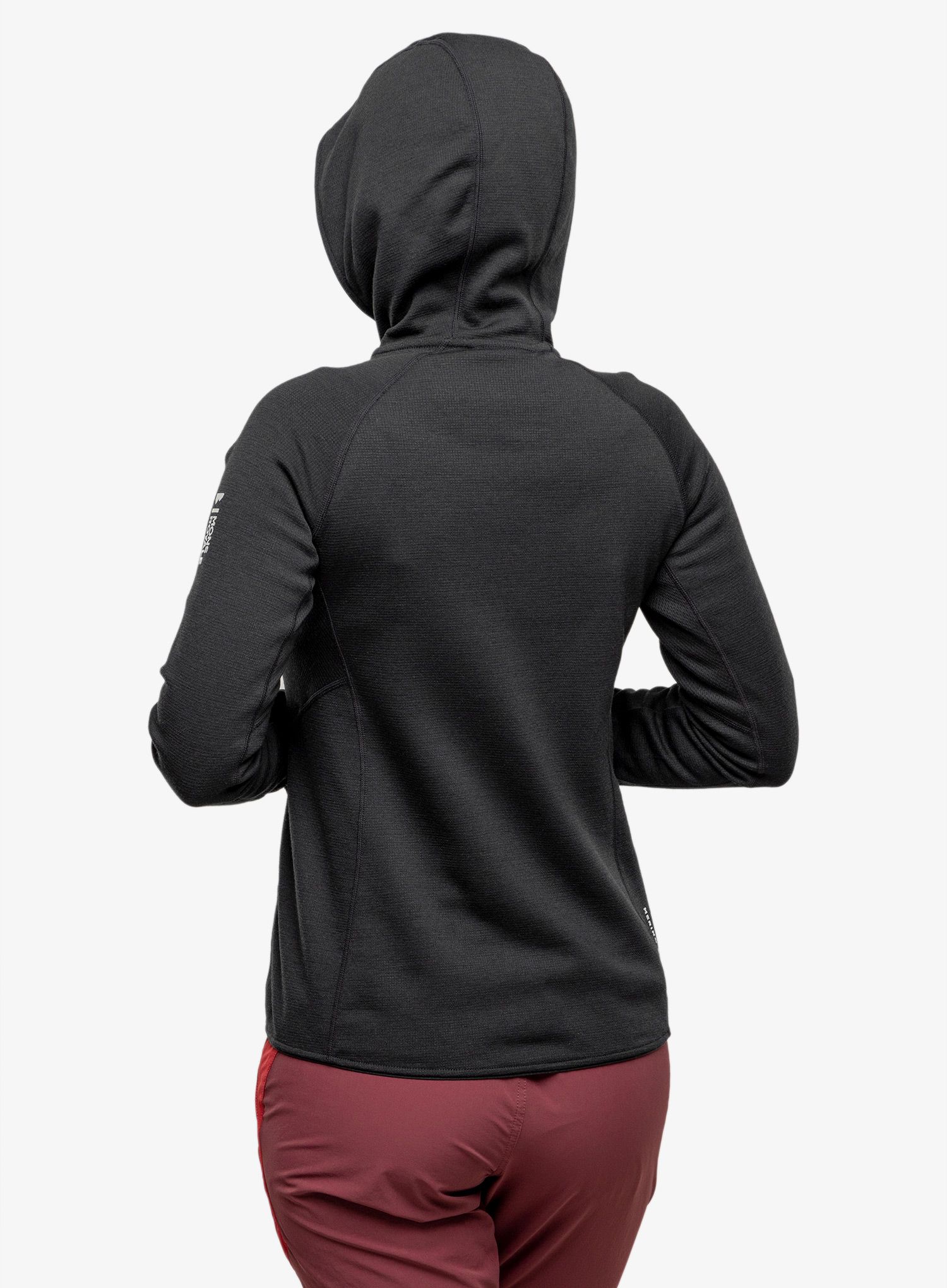 Ženska jopica Mons Royale Approach Merino Gridlock Hoody - black/pip