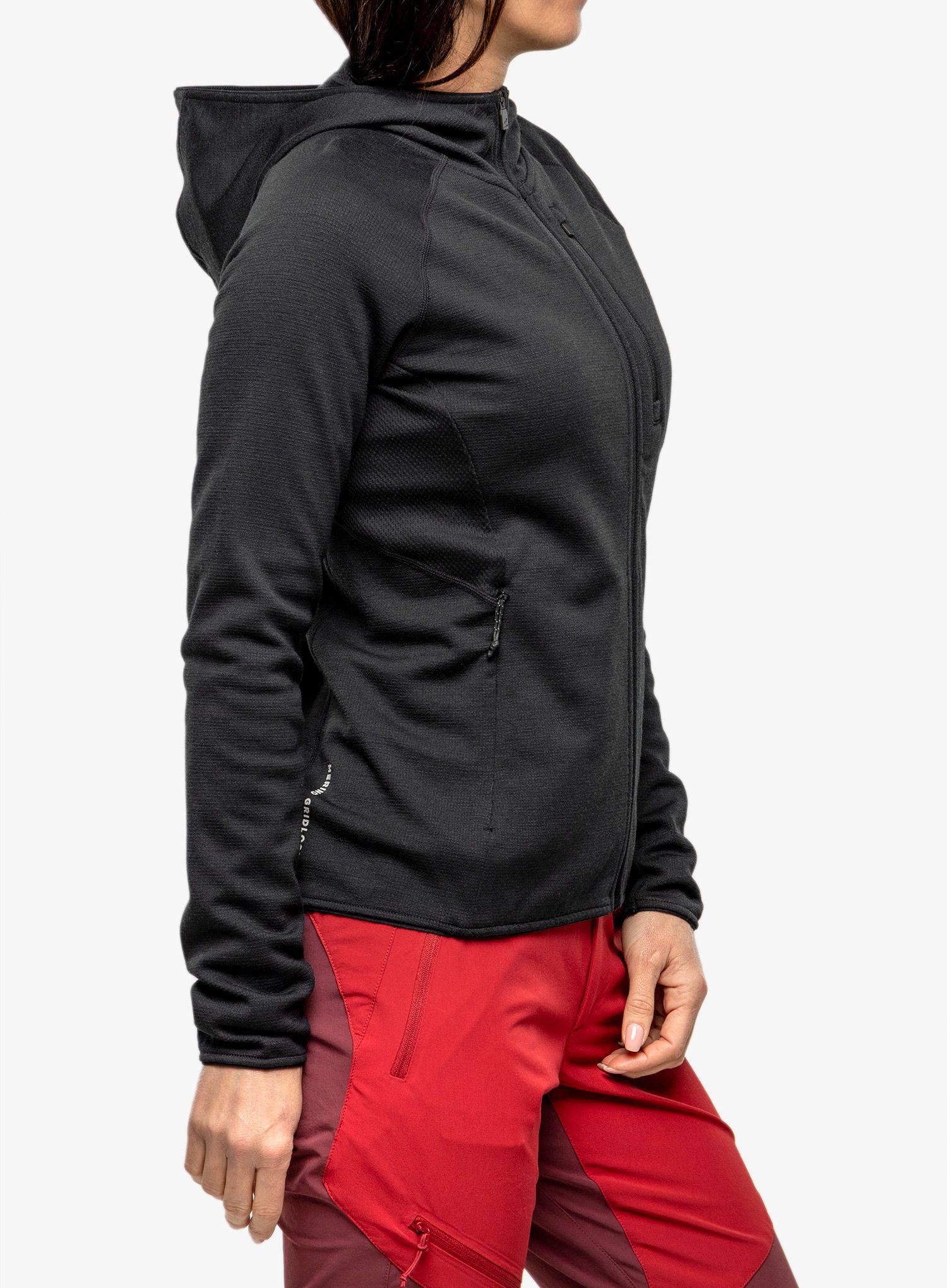 Ženska jopica Mons Royale Approach Merino Gridlock Hoody - black/pip