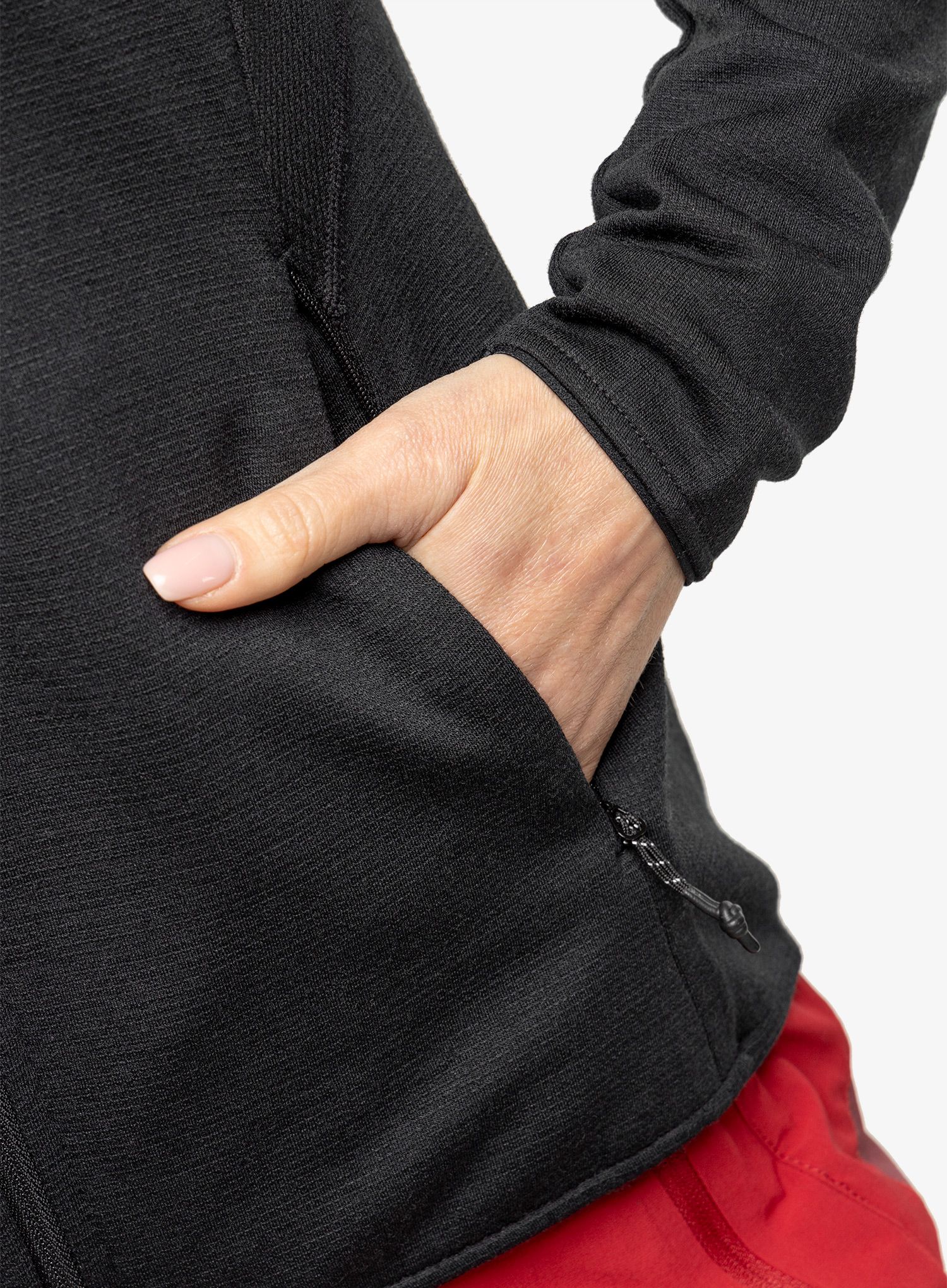 Ženska jopica Mons Royale Approach Merino Gridlock Hoody - black/pip