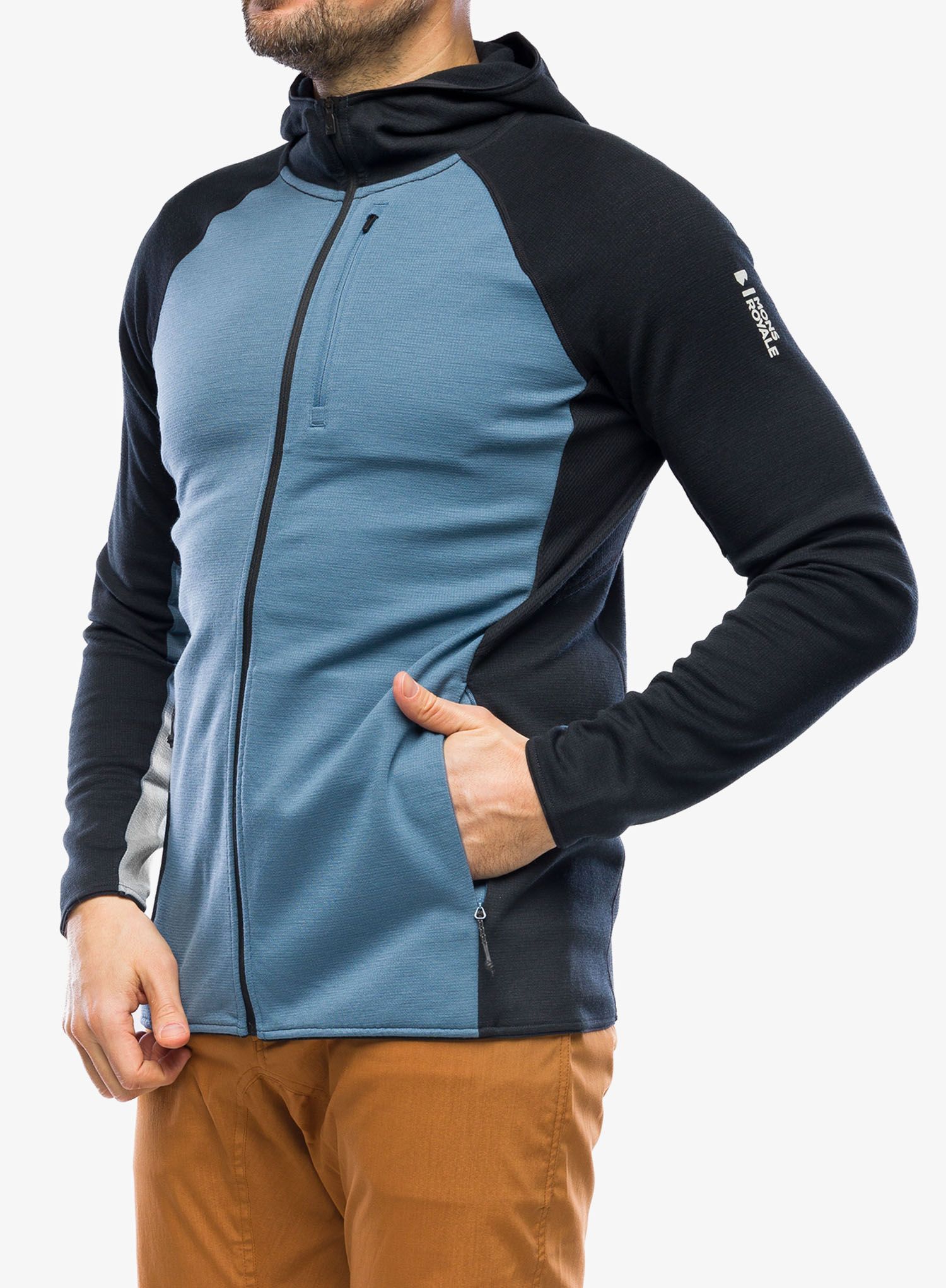 Flis Mons Royale Approach Merino Shift Fleece Hood - blue slate/black