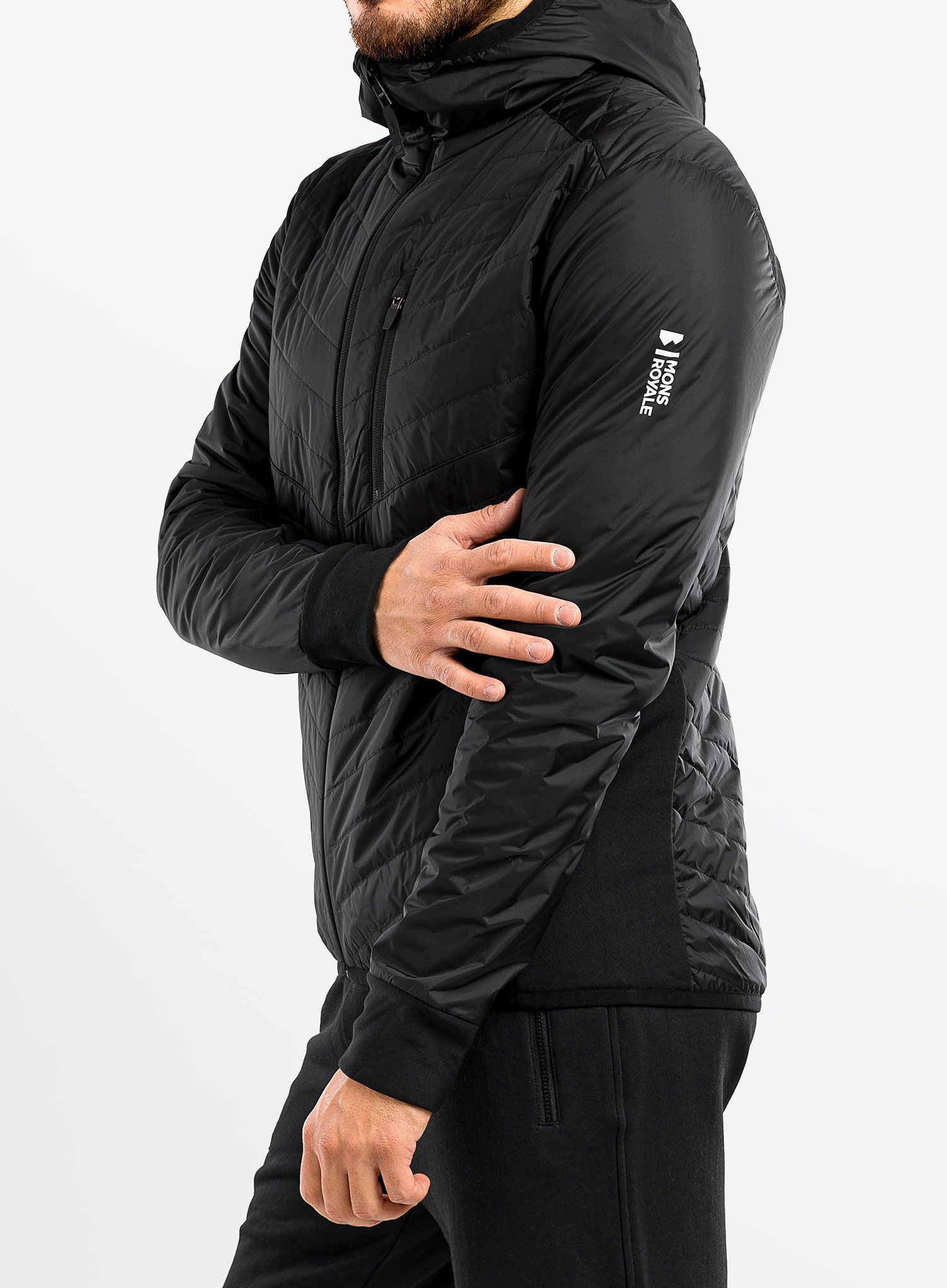 Sintetična jakna Mons Royale Arete Merino Insulation Hood - black