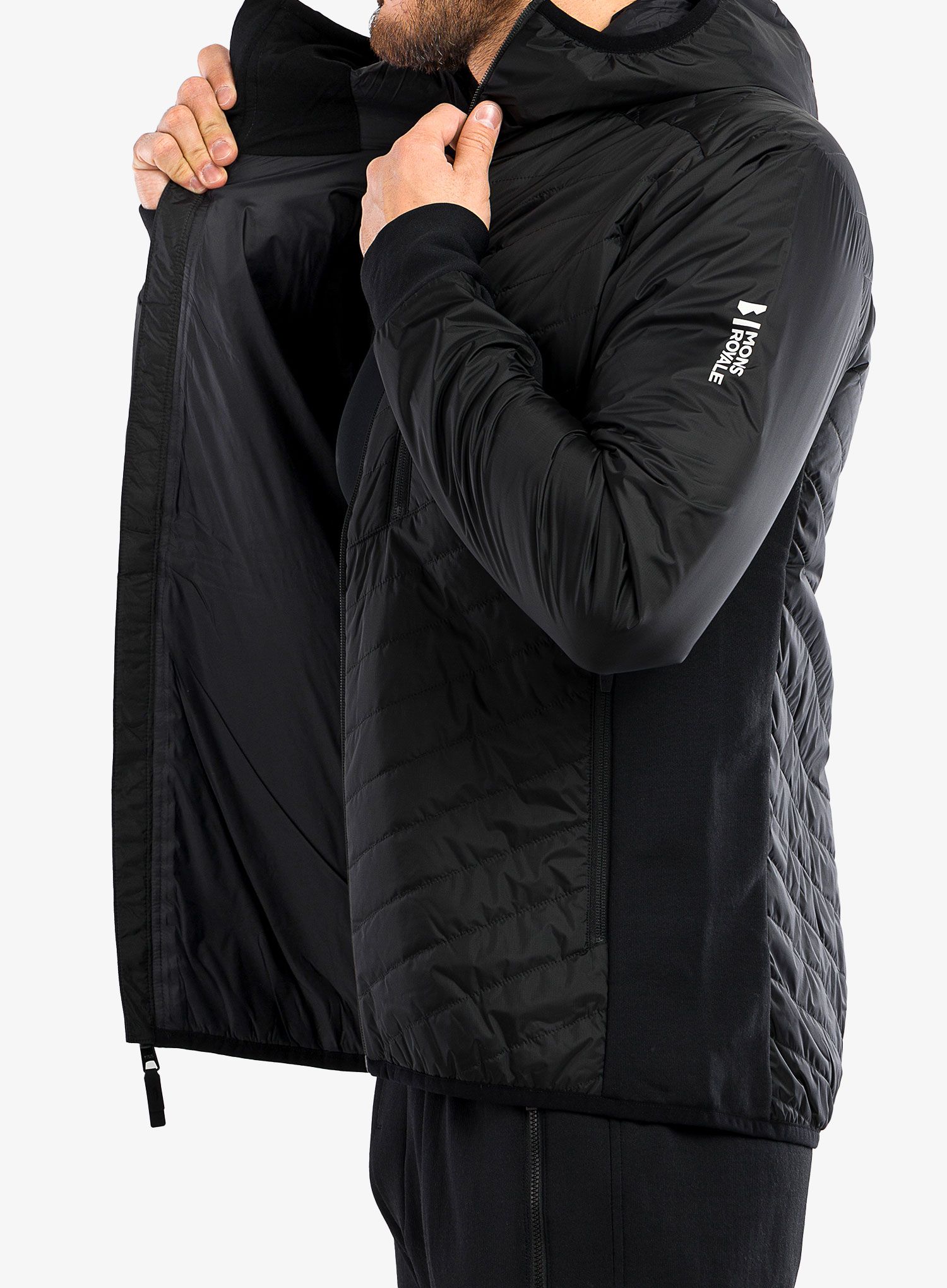 Sintetična jakna Mons Royale Arete Merino Insulation Hood - black