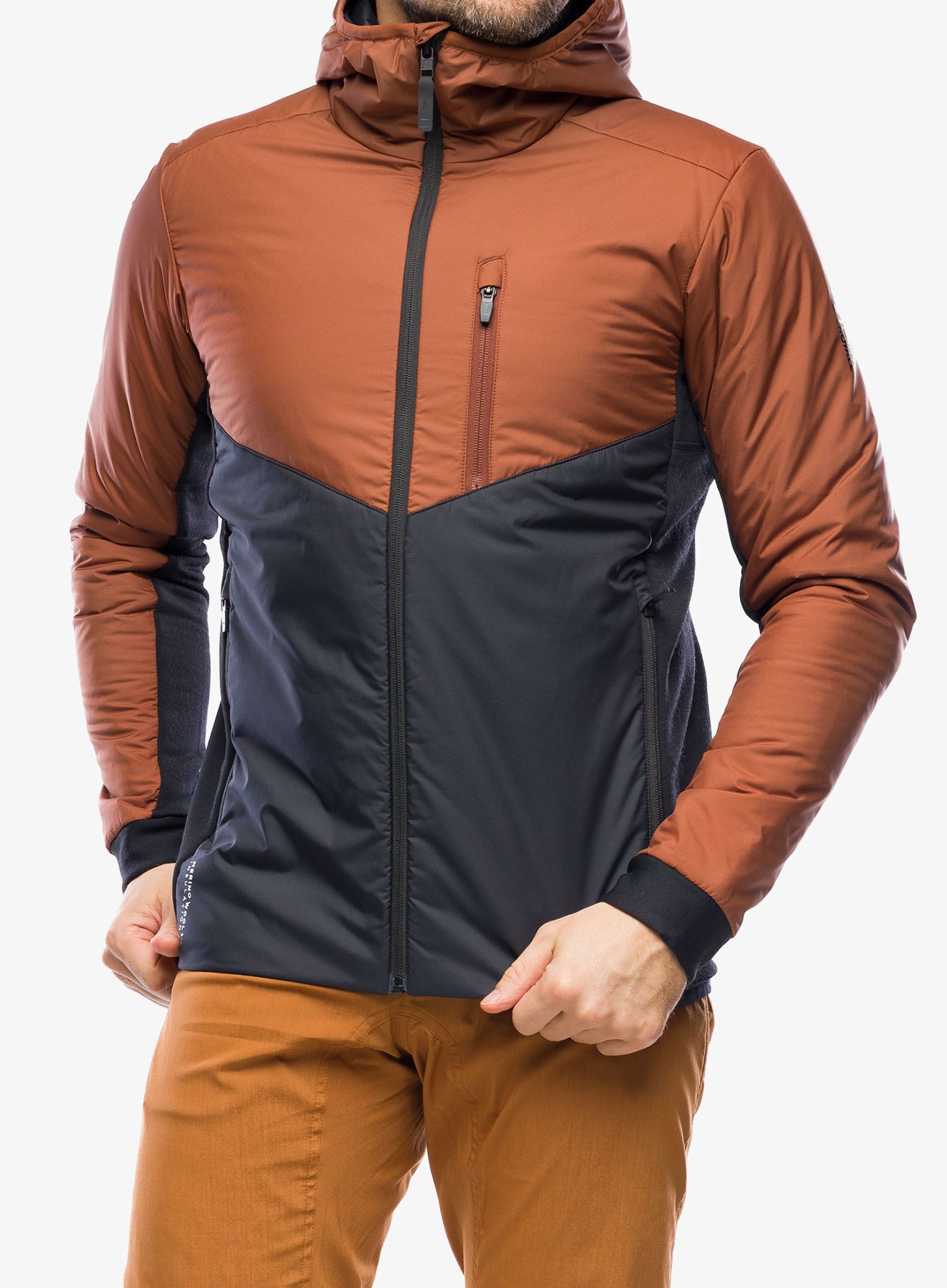 Sintetična jakna Mons Royale Arete Wool Insulation Hood - dark copper/black