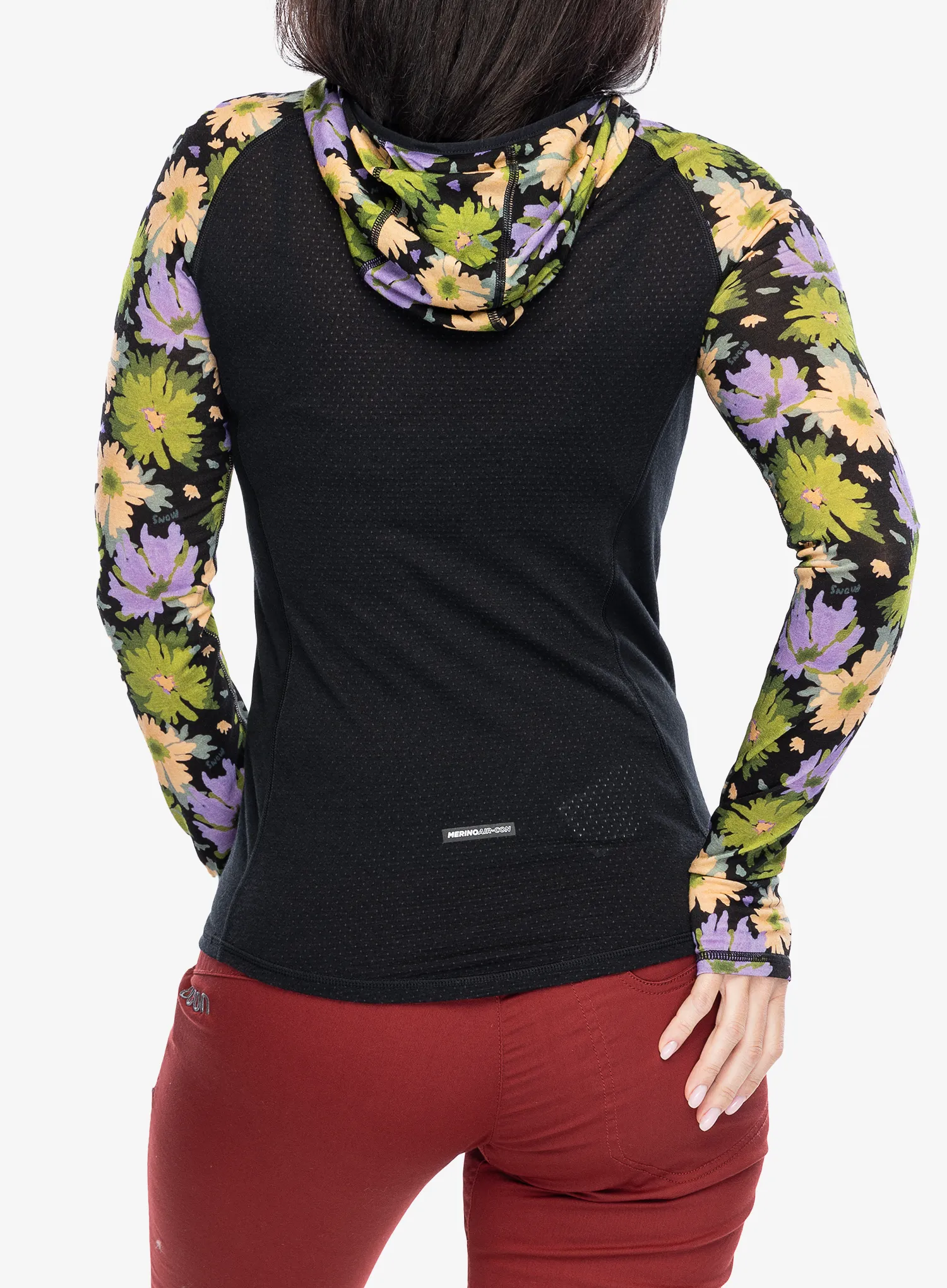 Ženska termo flis jopa Mons Royale Bella Tech Hood - alpine bloom/black