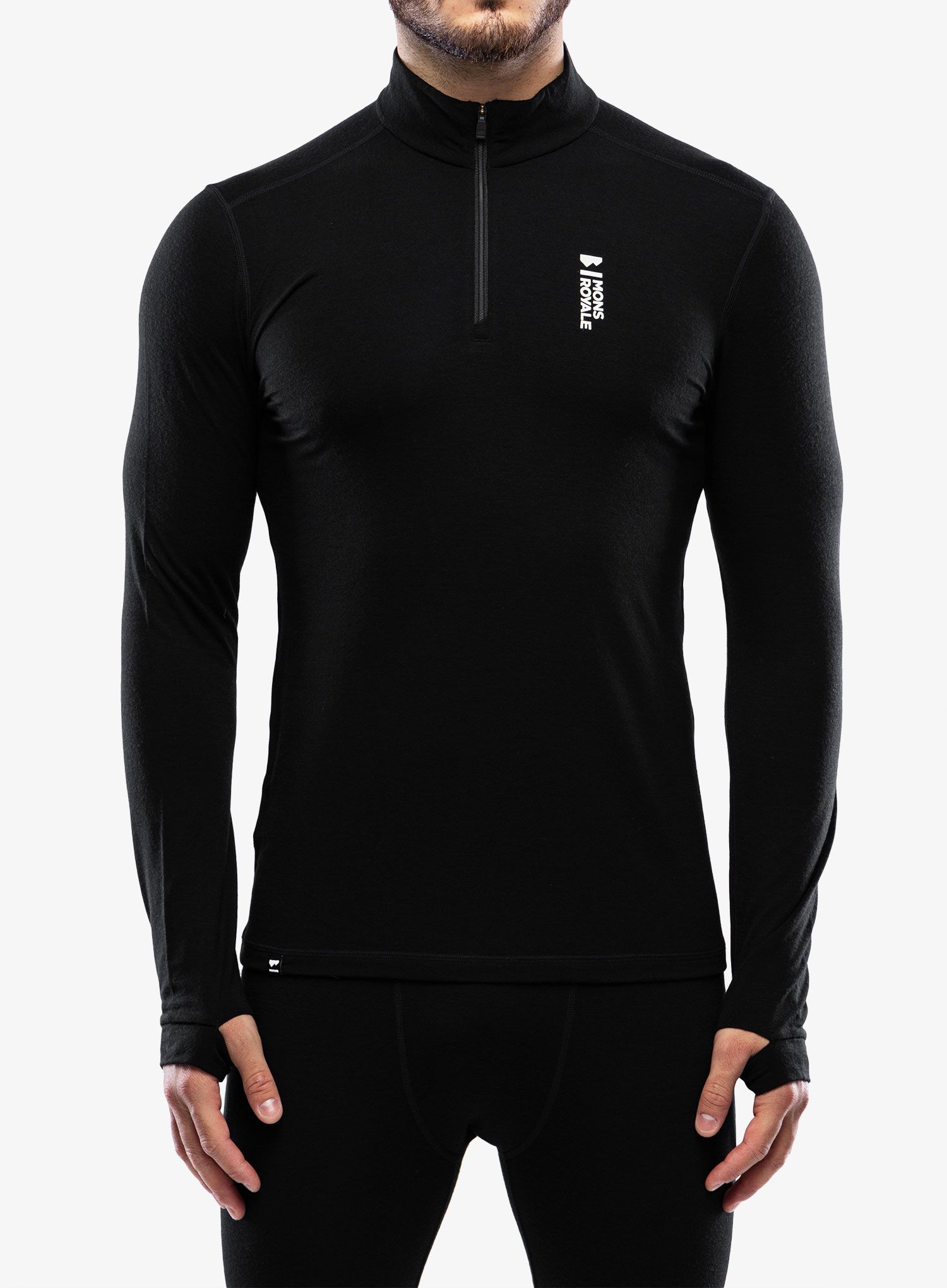 Termo flis jopa Mons Royale Cascade 1/4 Zip - black