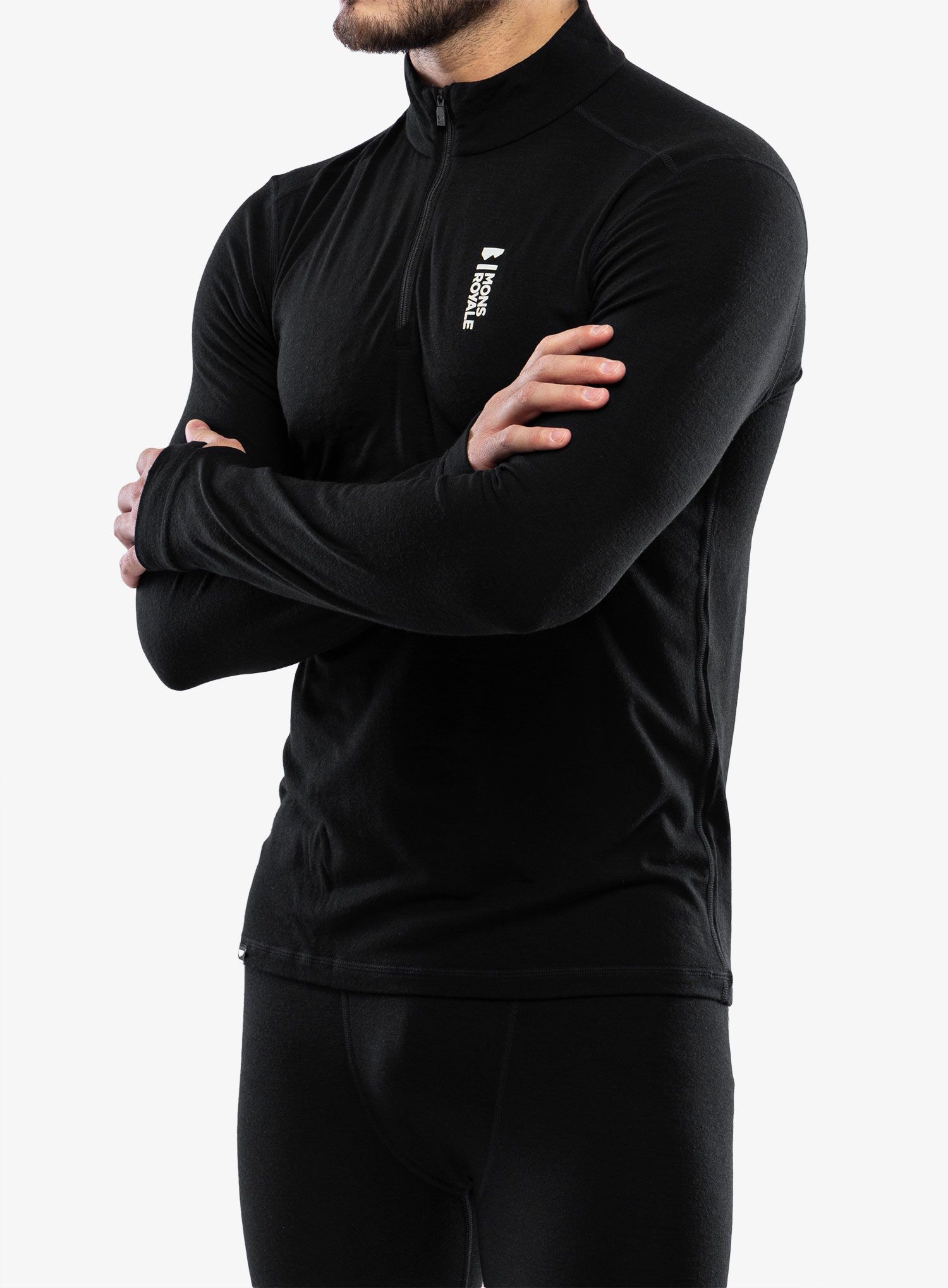 Termo flis jopa Mons Royale Cascade 1/4 Zip - black