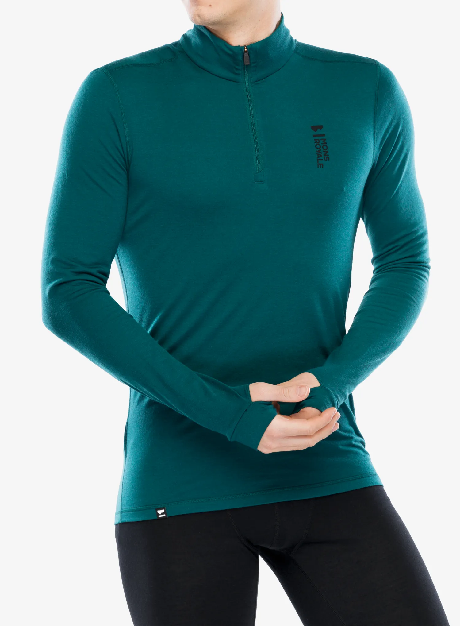 Termo flis jopa Mons Royale Cascade 1/4 Zip - evergreen