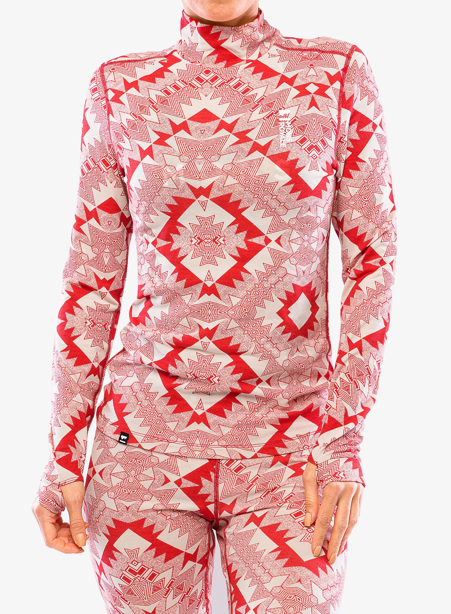 Ženska termo flis jopa Mons Royale Cascade Mock Neck LS - retro red nordtek