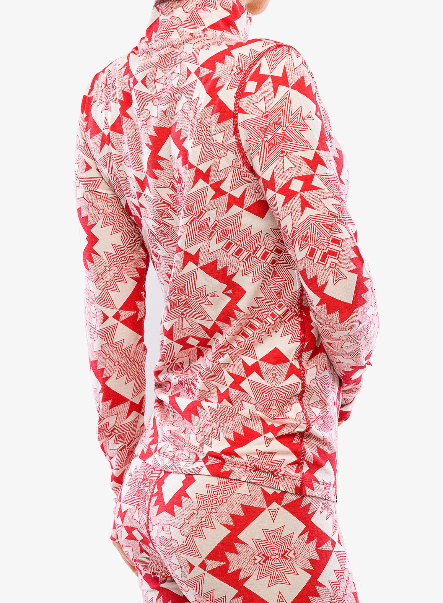 Ženska termo flis jopa Mons Royale Cascade Mock Neck LS - retro red nordtek