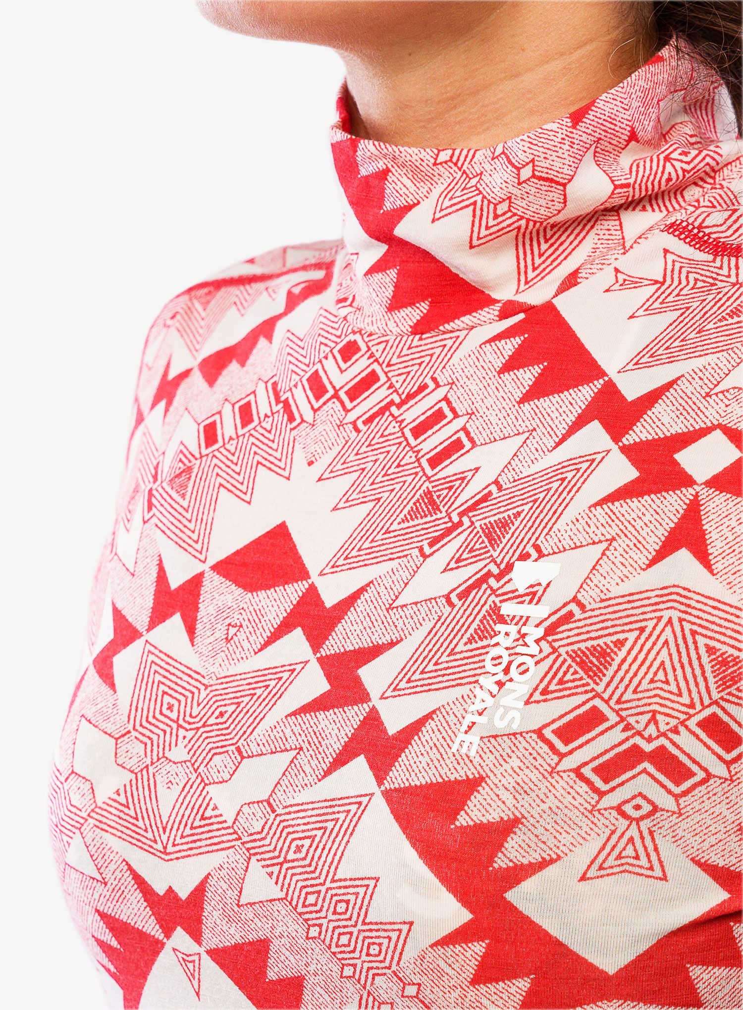 Ženska termo flis jopa Mons Royale Cascade Mock Neck LS - retro red nordtek